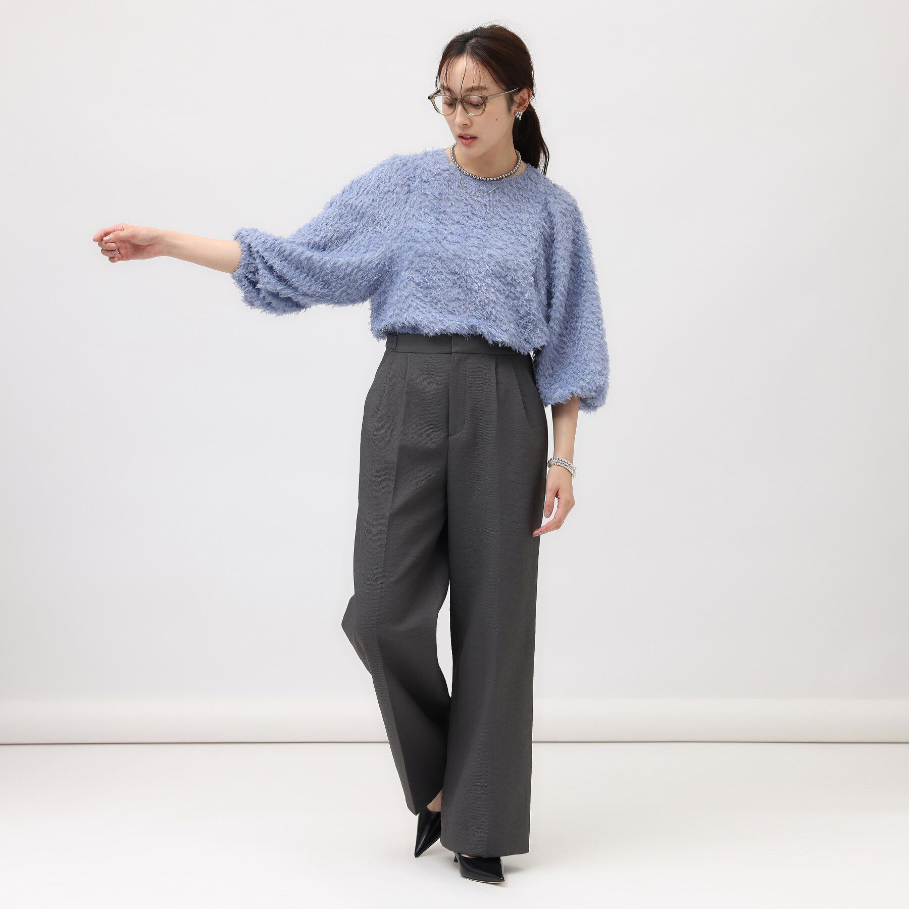 UNTITLED「【シアー/ボリューム袖】フェザージャカードブラウス」|シャツ・ブラウス|