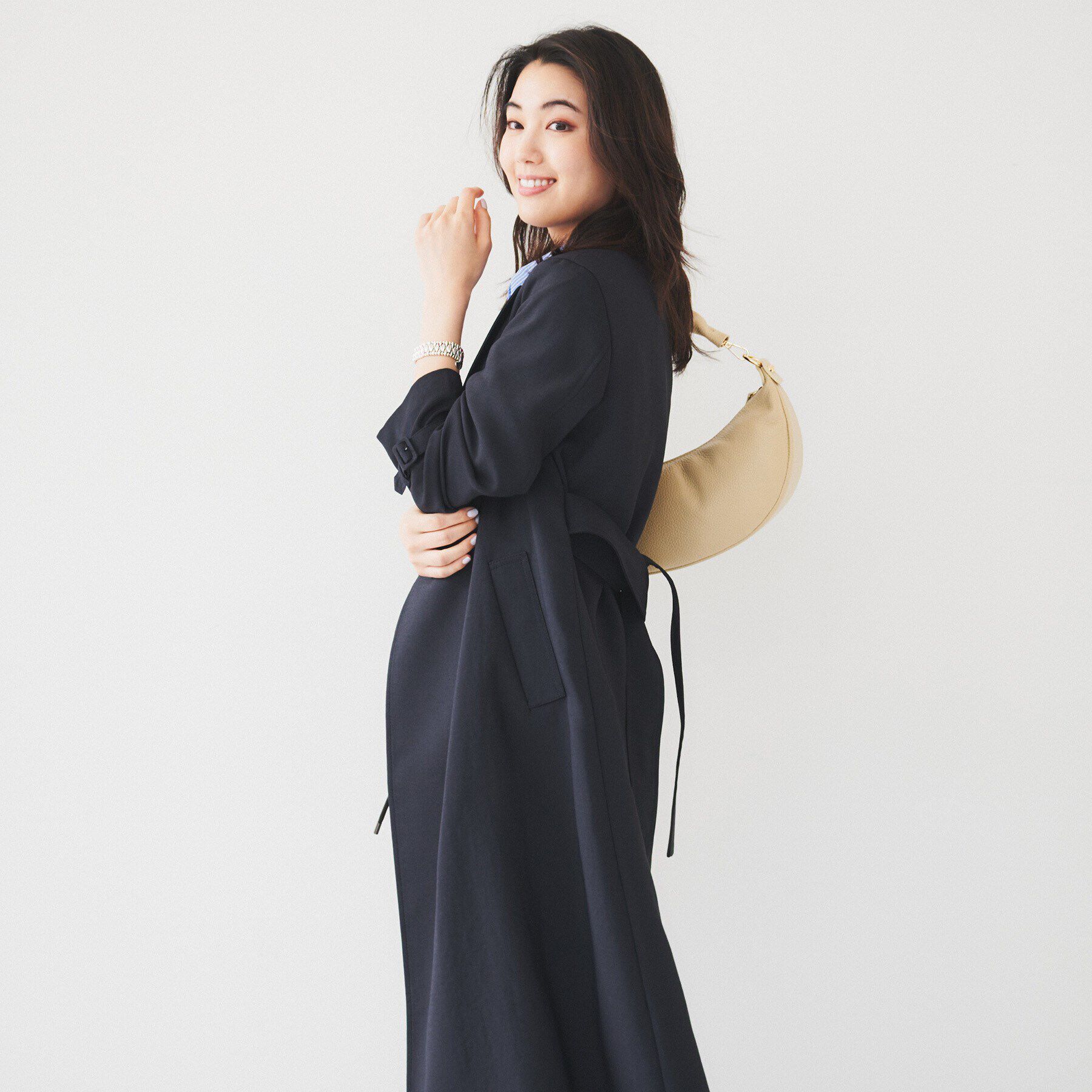 UNTITLED「【通勤/春コート】バックサテン トレンチコート」|トレンチコート|