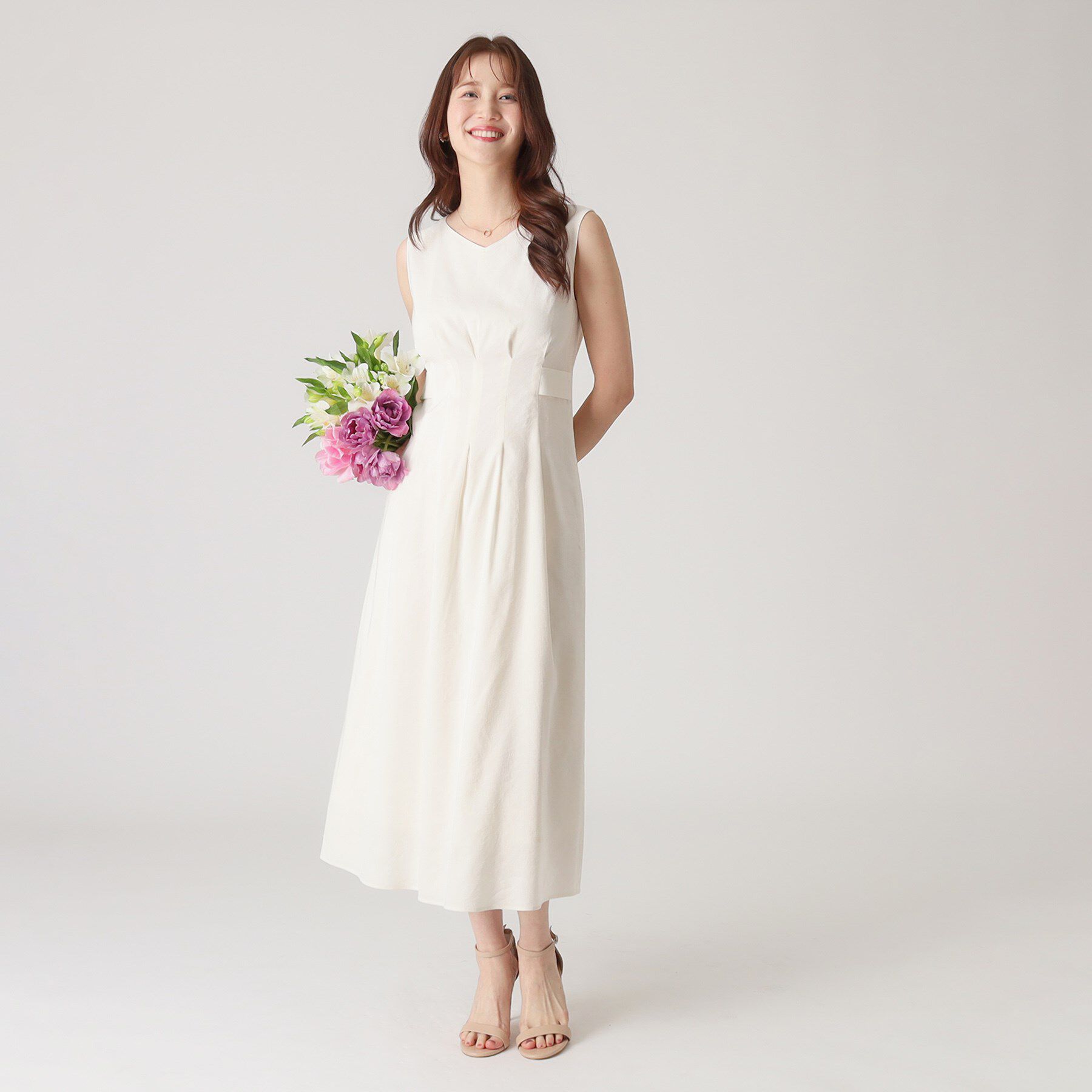 COUP DE CHANCE「【洗える／日本製／麻混素材】フィットアンドフレアワンピース」|ワンピース|