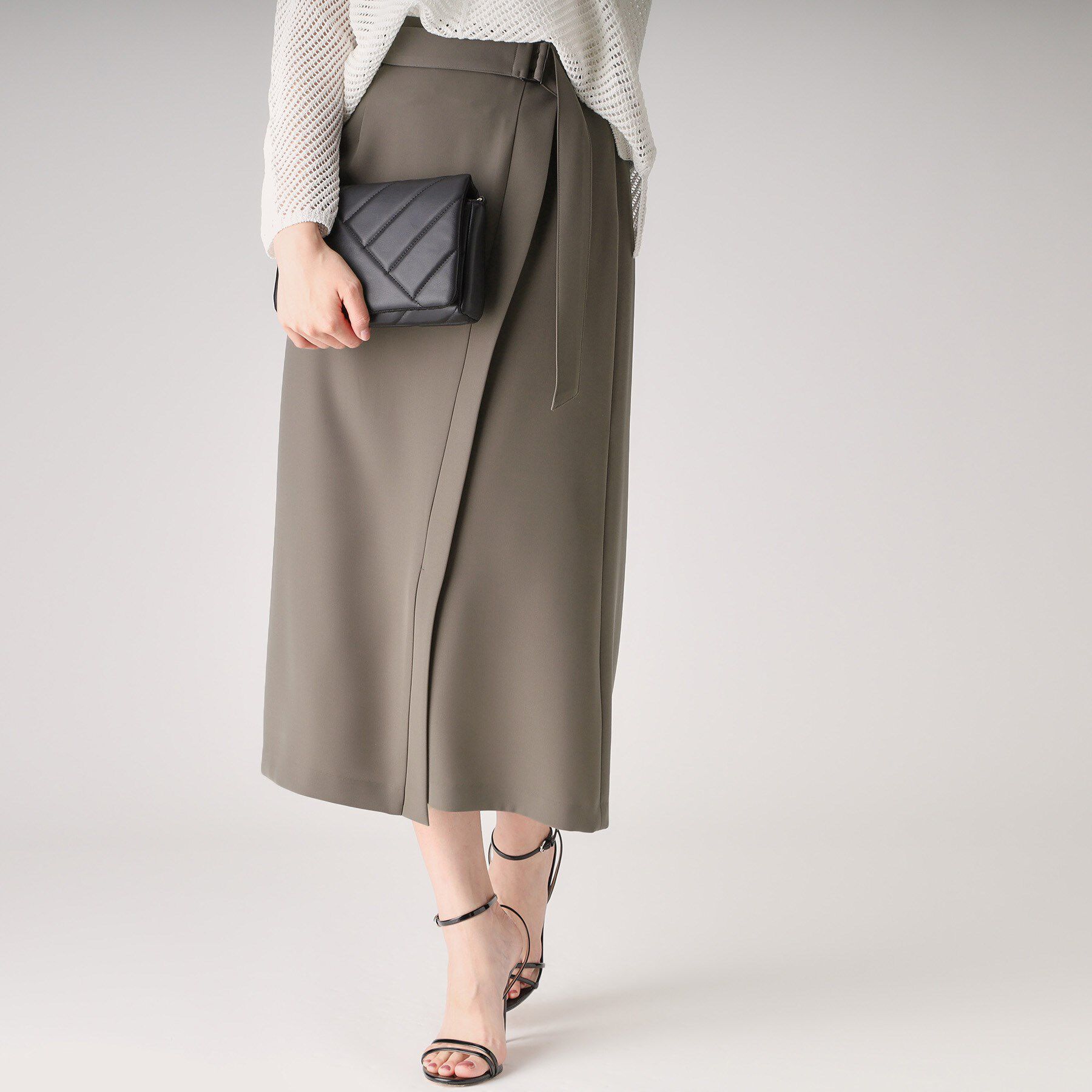 COUP DE CHANCE「【洗える／日本製】ラップ風デザインスカート」|スカート|ブラウン(043)