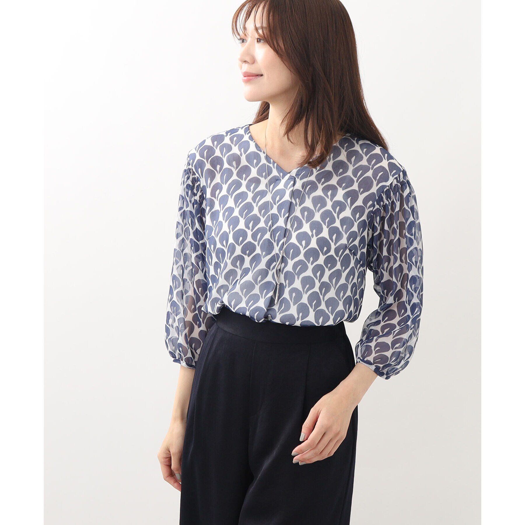 Reflect「【マシンウォッシュ】華やかプリントブラウス」|シャツ・ブラウス|