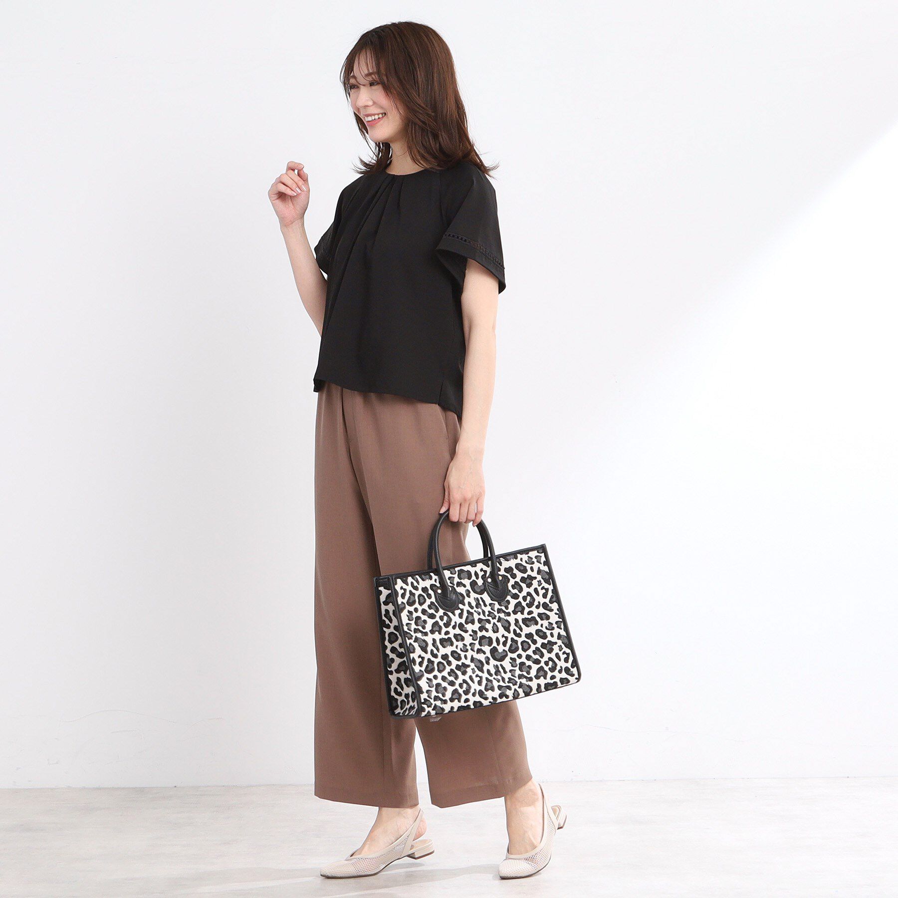 Reflect「【しっかり収納／ショルダー付き】レオパードジャカードバッグ」|トートバッグ|