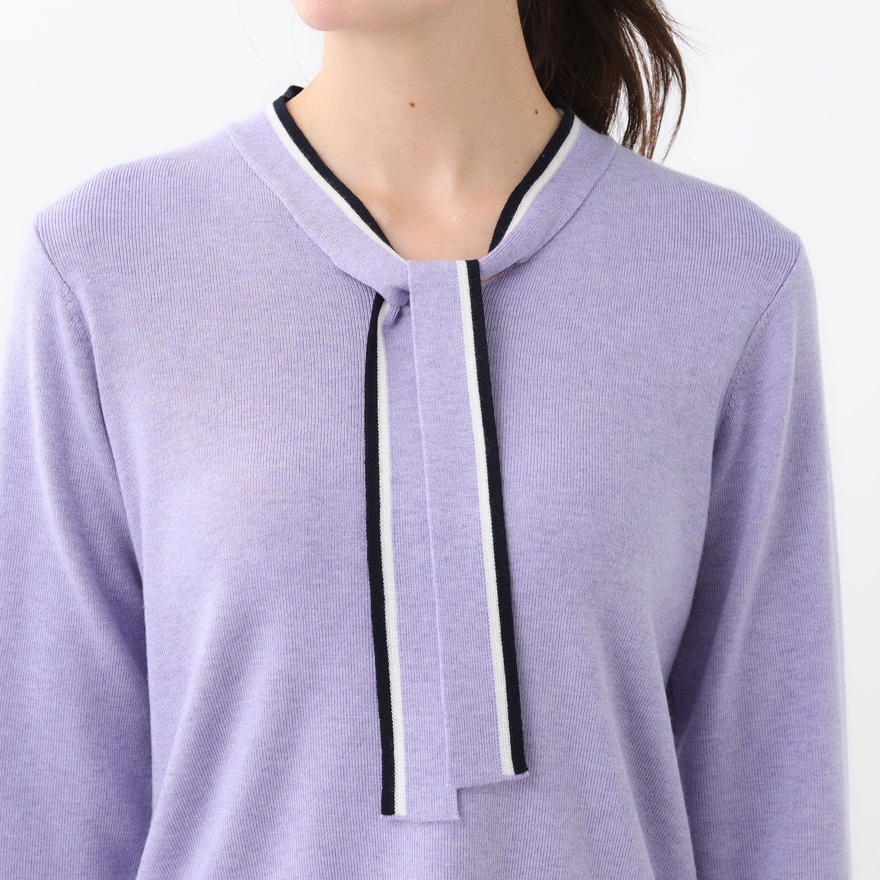 Reflect「【秋映え／なめらかな着心地】バイカラーボウタイ付きニット」|ニット・セーター|