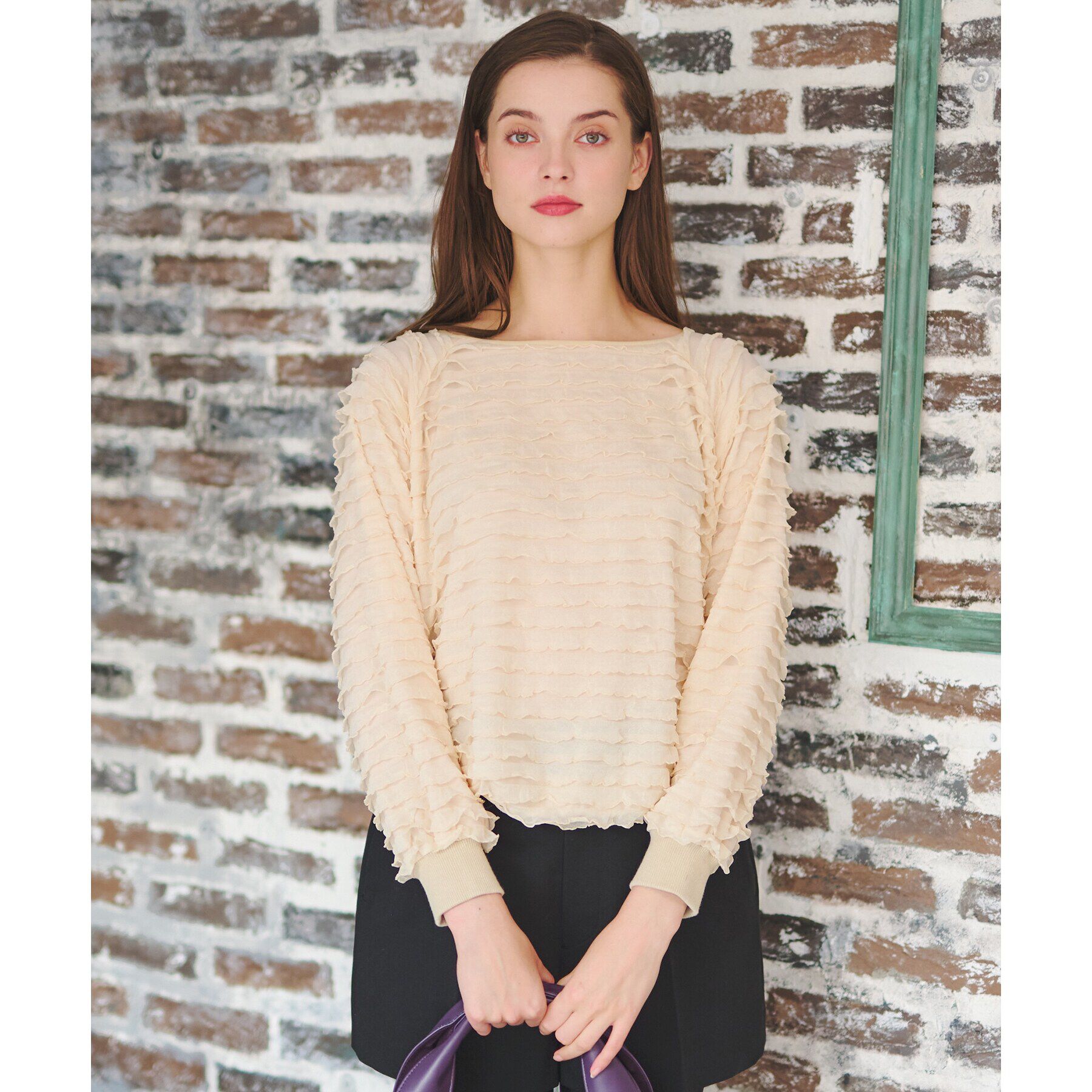 DRESSTERIOR「フリルジャージープルオーバー」|Tシャツ・カットソー|