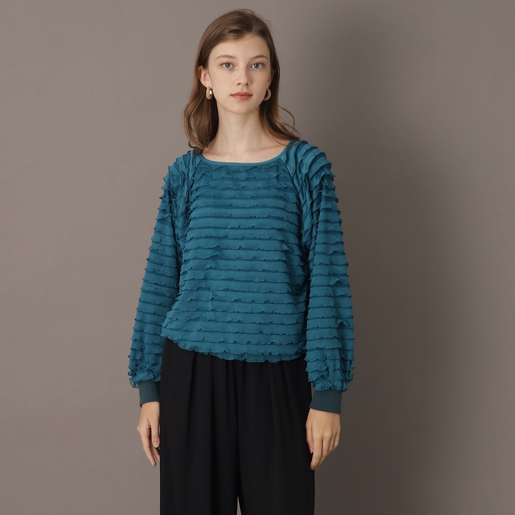 DRESSTERIOR「フリルジャージープルオーバー」|Tシャツ・カットソー|ブルーグリーン(09