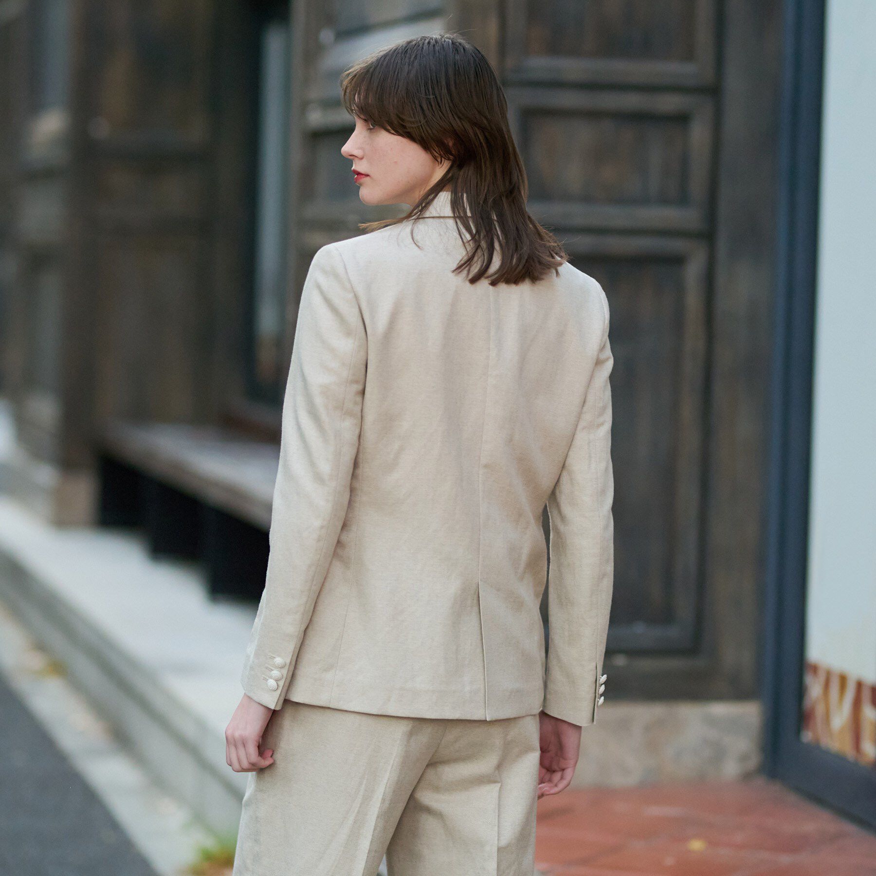 DRESSTERIOR「【セットアップ】リネン混ダブルブレストジャケット」|テーラードジャケット|