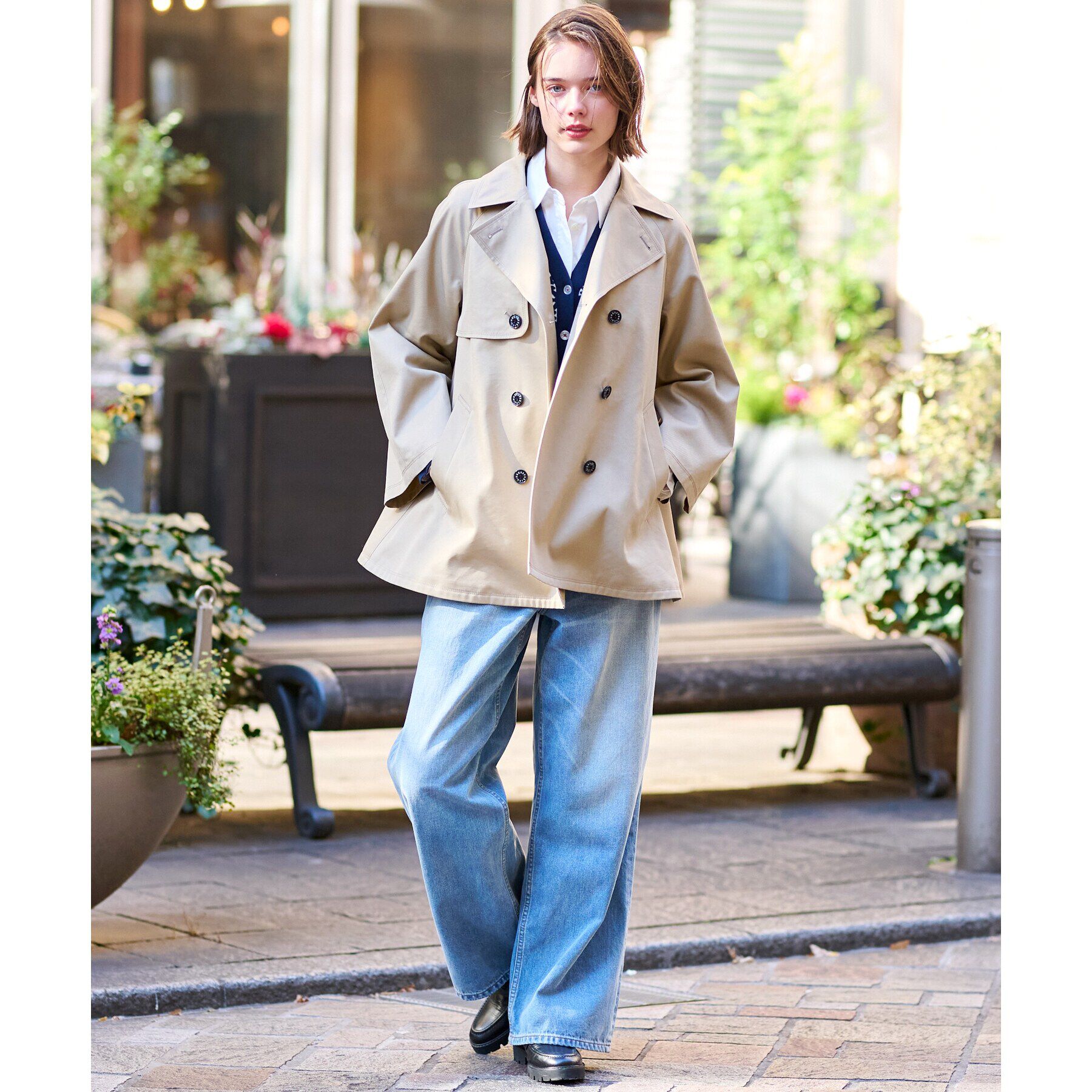 DRESSTERIOR「【撥水加工】Aラインショートトレンチジャケット」|トレンチコート|