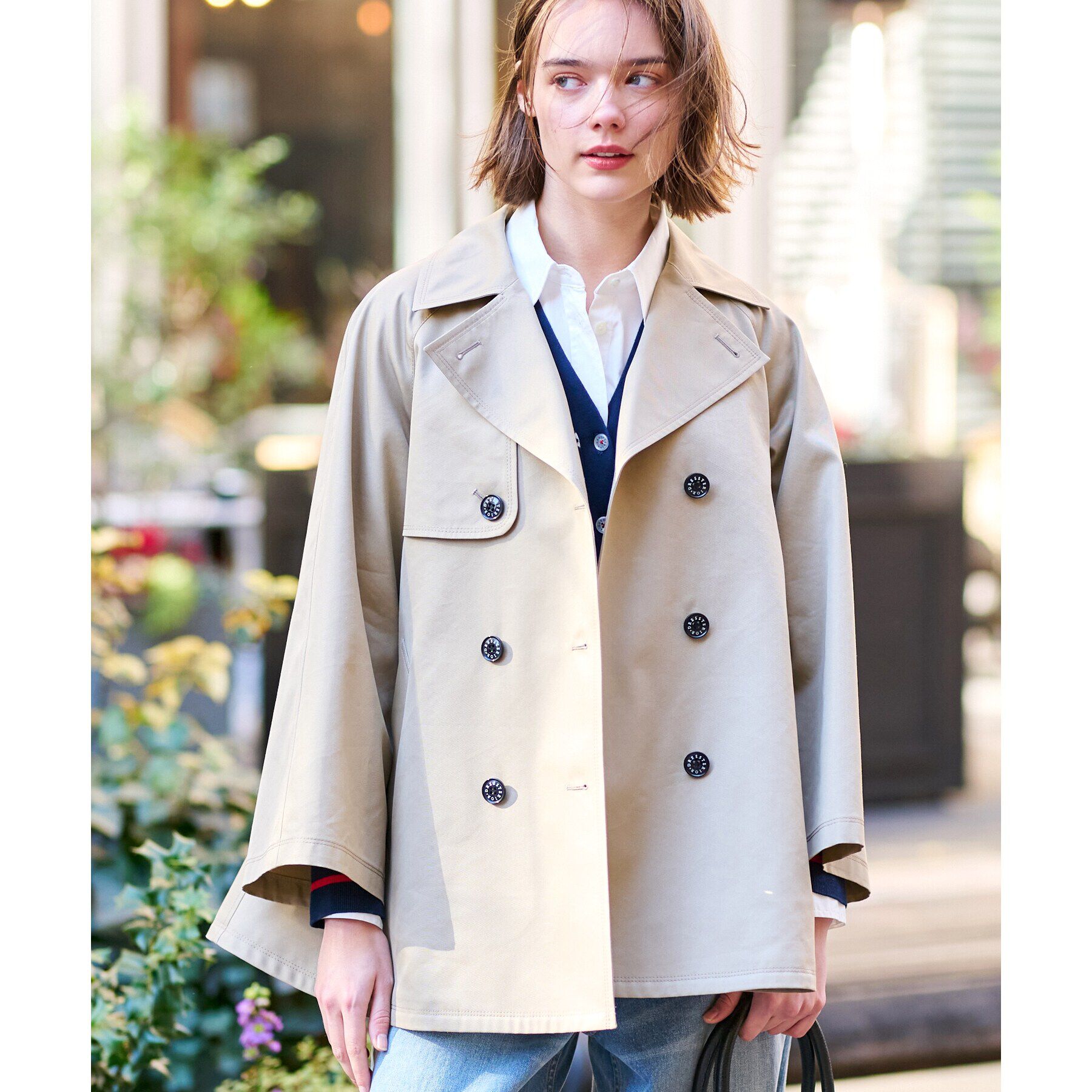 DRESSTERIOR「【撥水加工】Aラインショートトレンチジャケット」|トレンチコート|