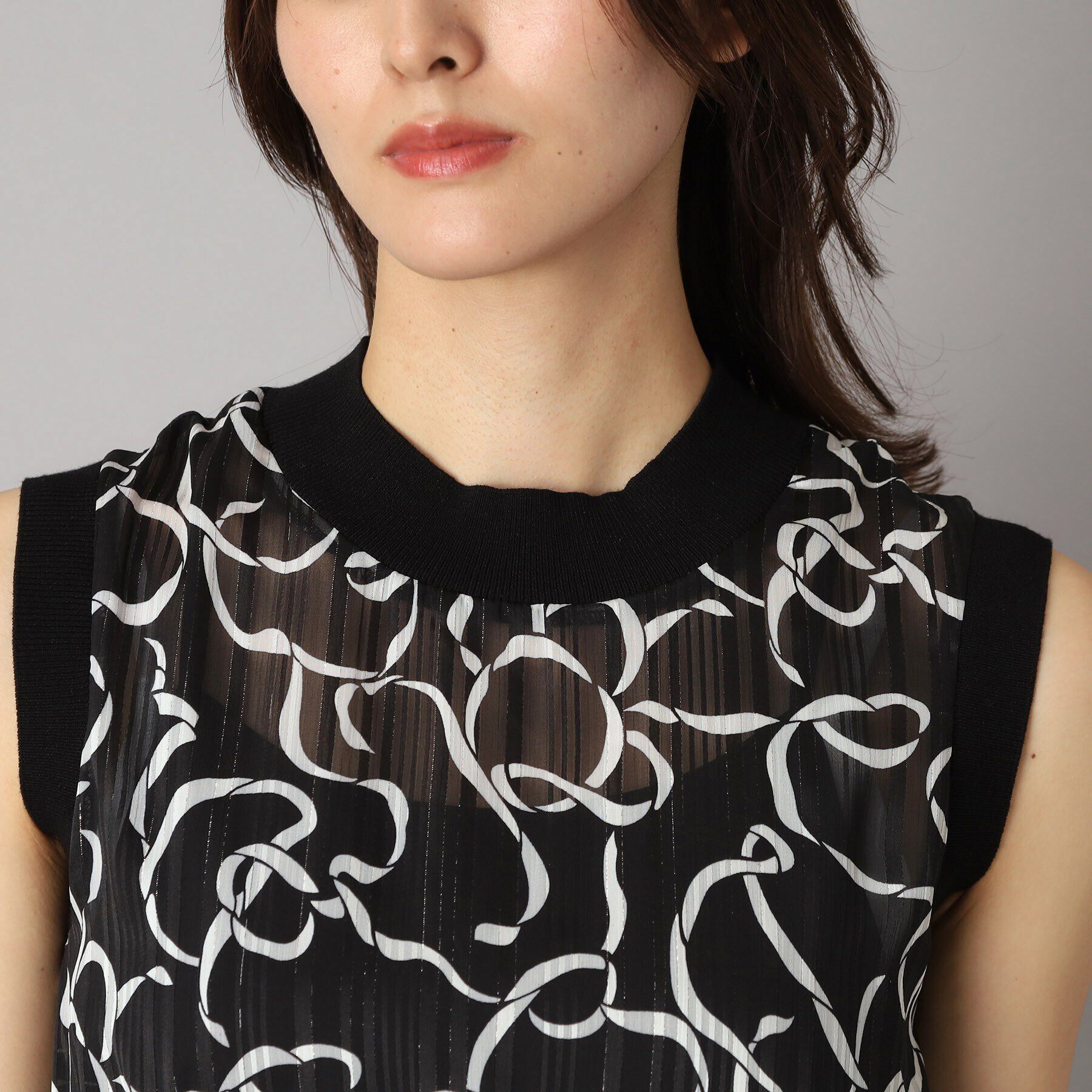 DRESSTERIOR「シアーリボンテーププリントドレス」|ワンピース|