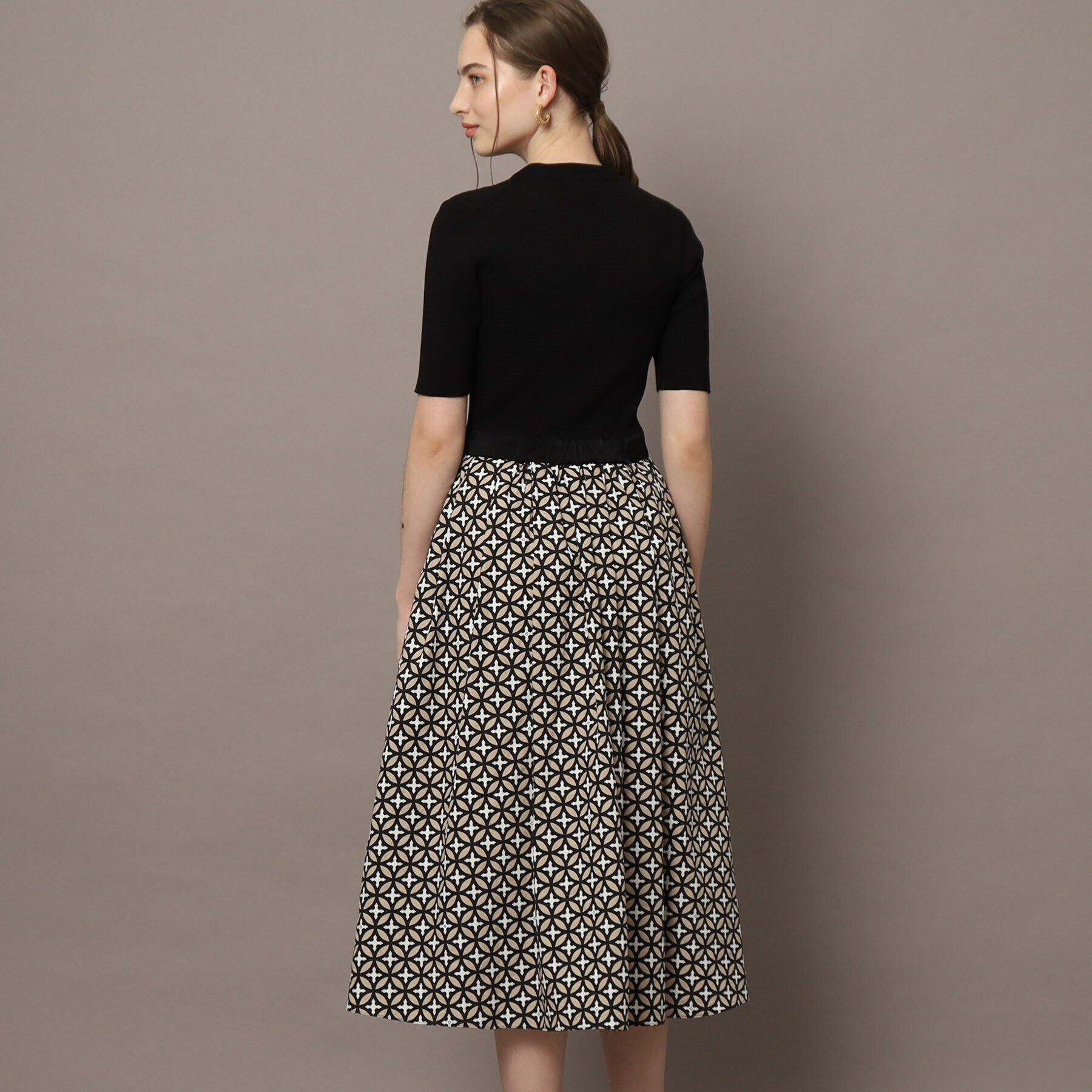 DRESSTERIOR「【着映え/洗える】オーバーラップサークルリブニットコンビドレス」|ワンピース|