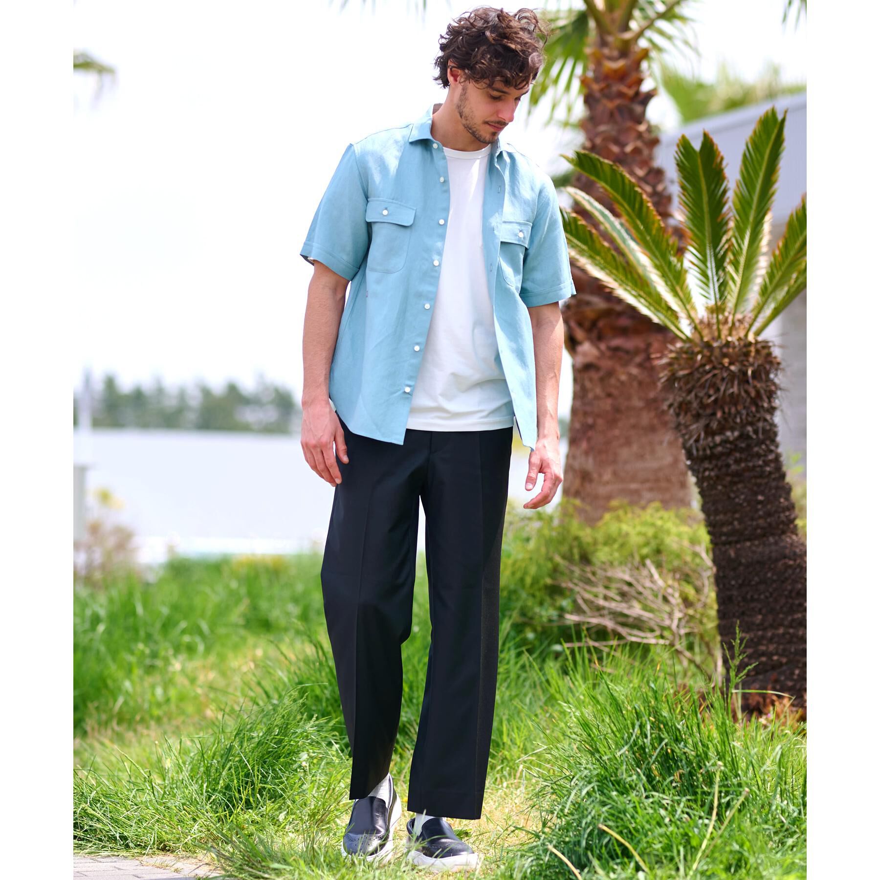 DRESSTERIOR「リネンレーヨン ハーフスリーブシャツ」|シャツ・ブラウス|