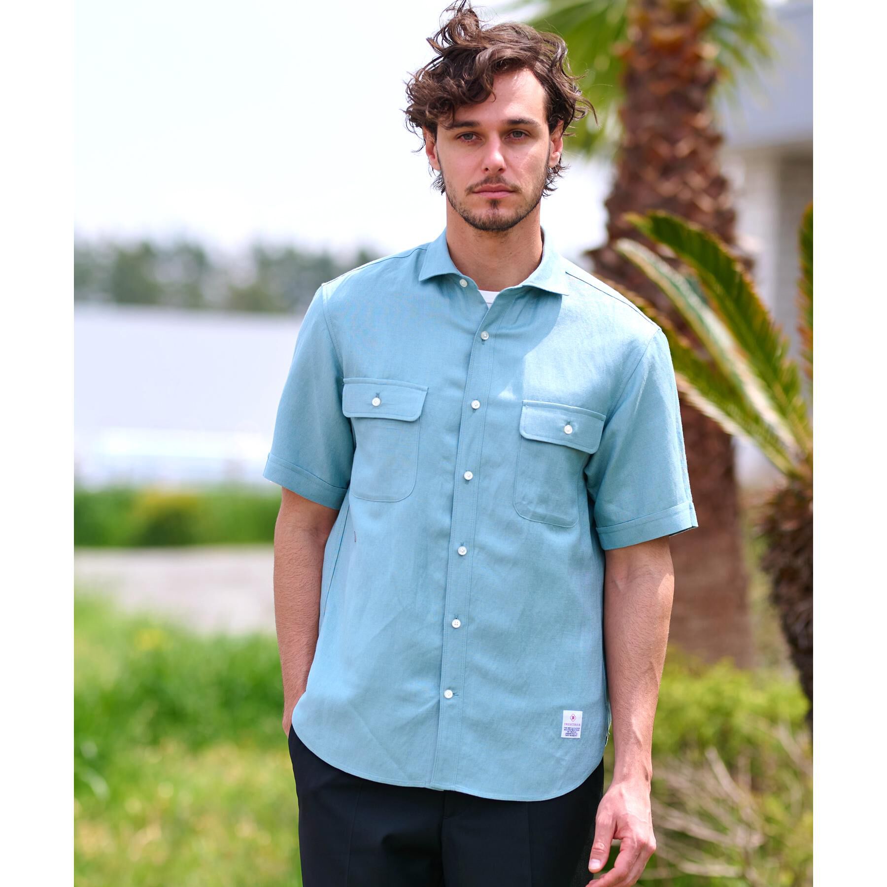 DRESSTERIOR「リネンレーヨン ハーフスリーブシャツ」|シャツ・ブラウス|