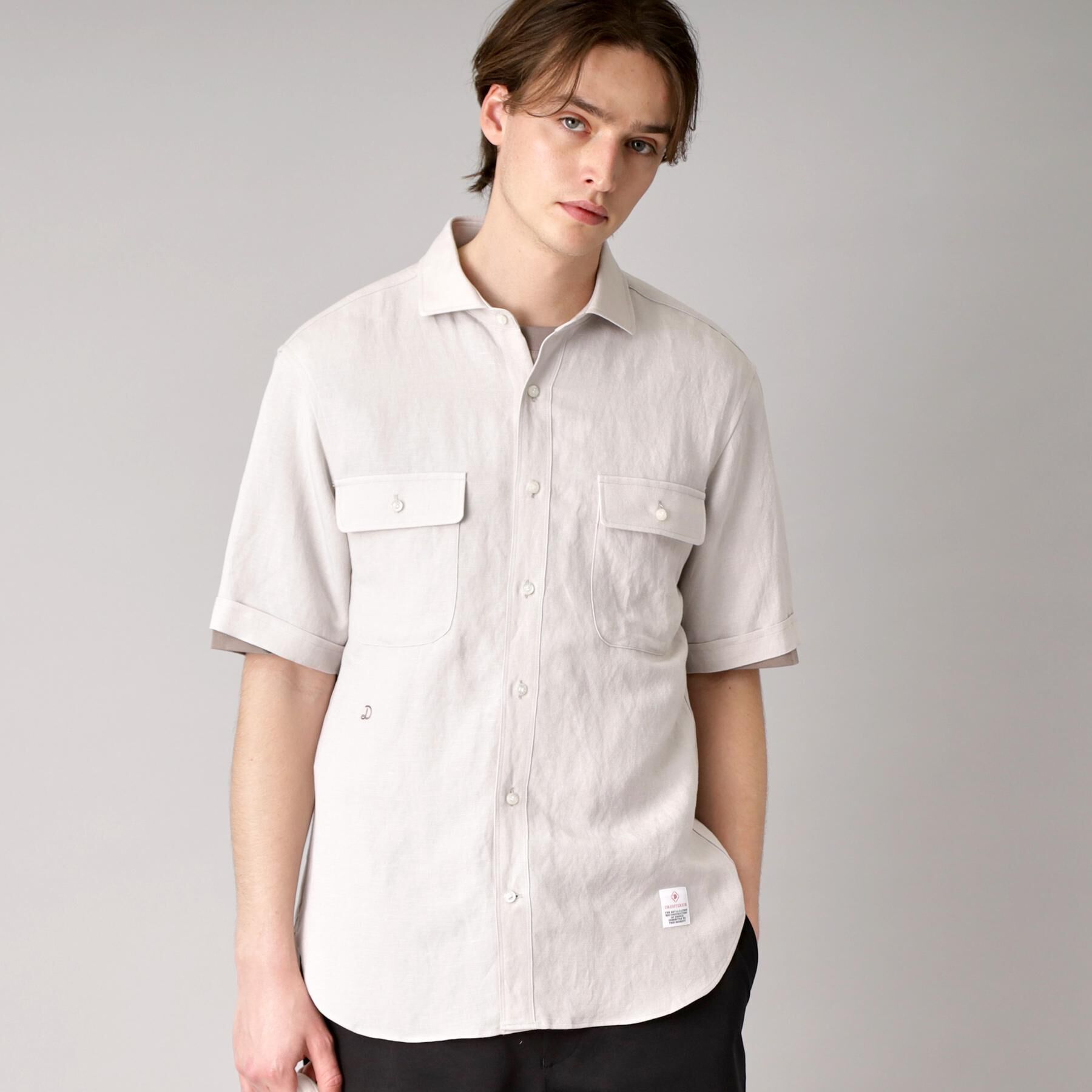 DRESSTERIOR「リネンレーヨン ハーフスリーブシャツ」|シャツ・ブラウス|ベージュ(052)