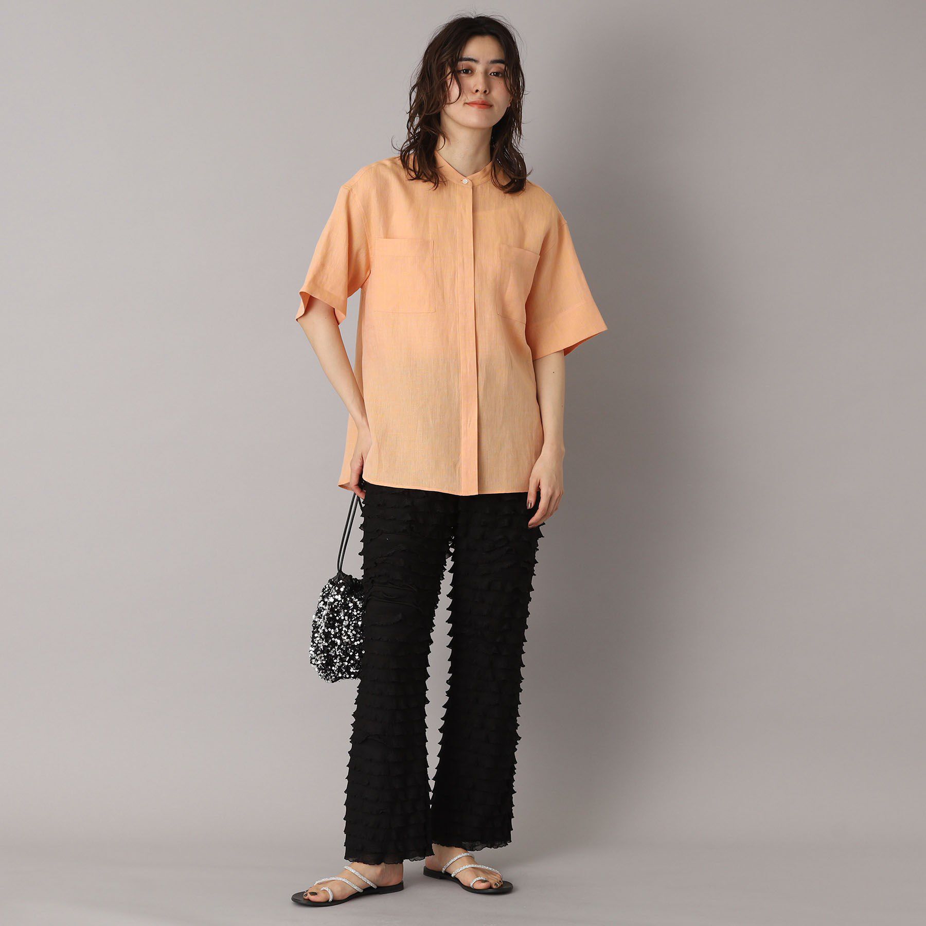 DRESSTERIOR「【リネン100％/洗える】フレンチリネンハーフスリーブシャツ」|シャツ・ブラウス|