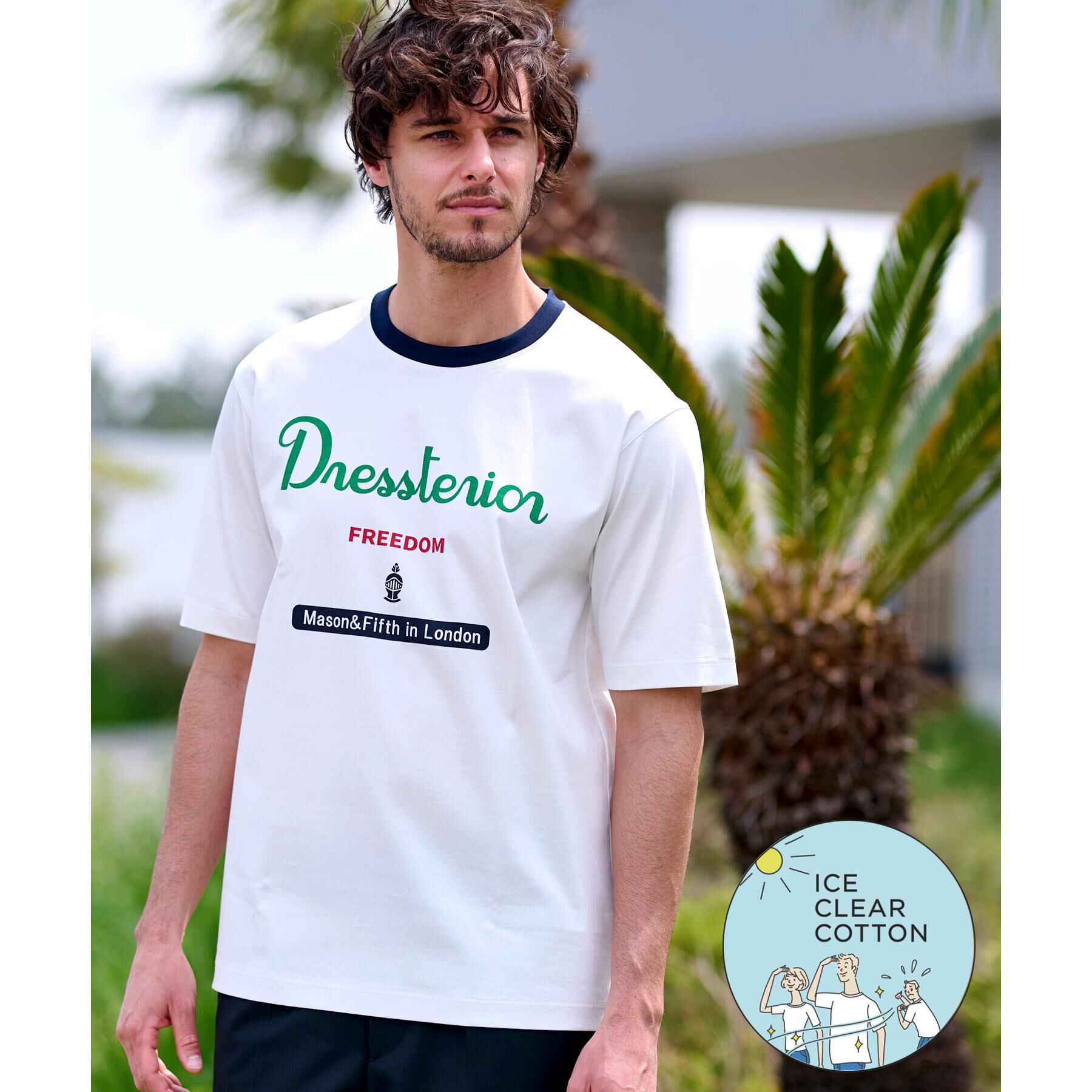 DRESSTERIOR「【接触冷感/抗菌防臭/消臭】ICE CLEAR COTTON ロゴT」|Tシャツ・カットソー|ホワイト(001)
