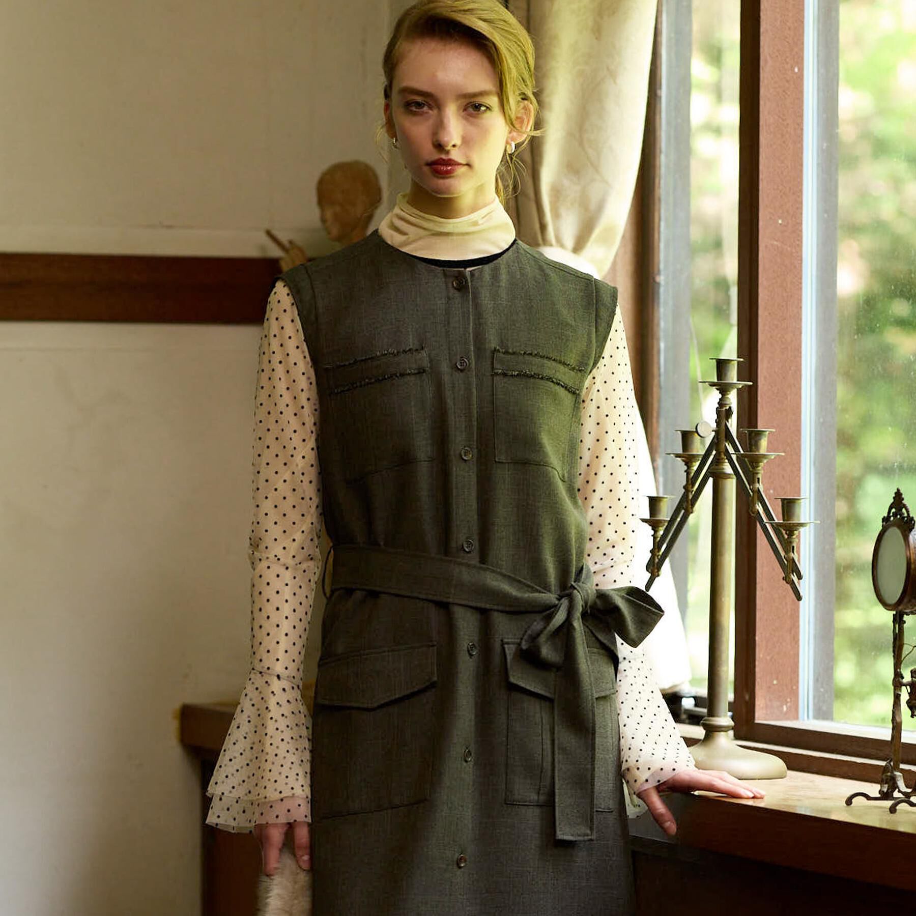 DRESSTERIOR「【洗える/シアー素材】シアードットベルスリーブカットソー」|Tシャツ・カットソー|