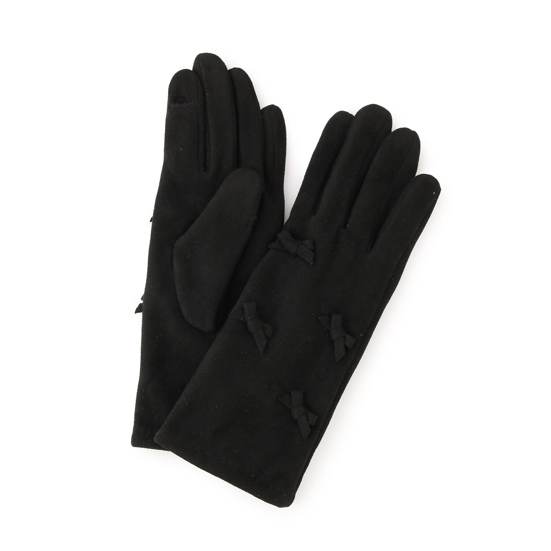 grove「スウェード調リボングローブ」|手袋|ブラック(019)