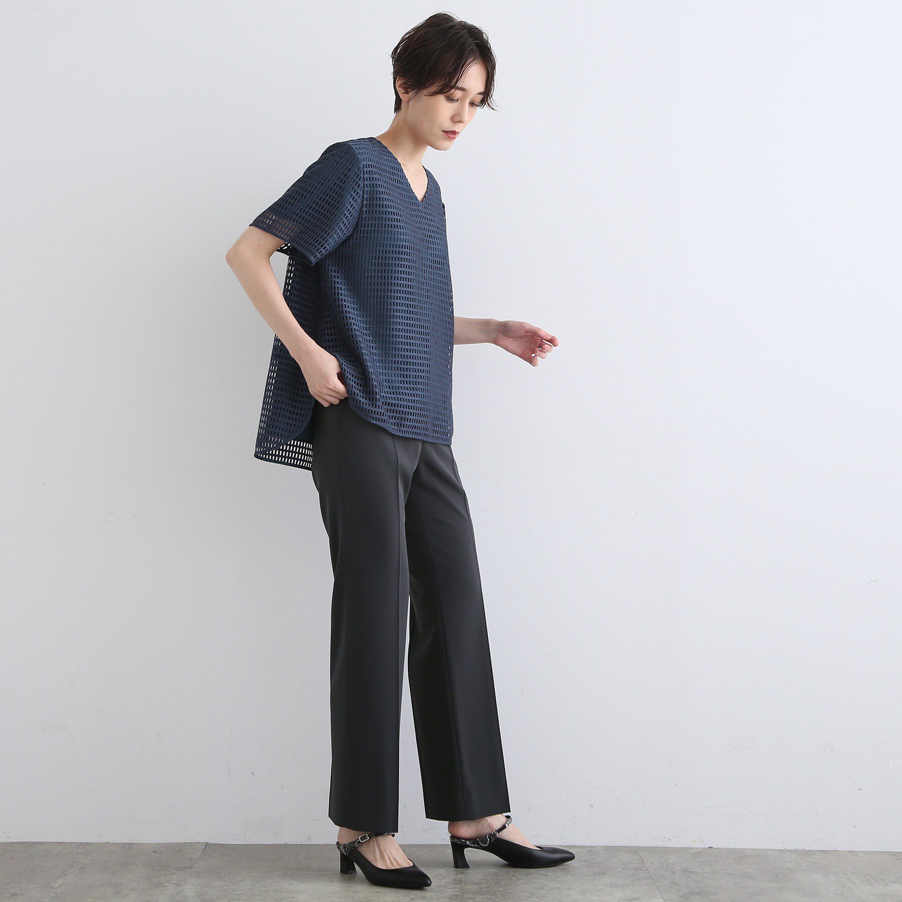 INDIVI「【洗える/日本製】ストレッチタックテーパードパンツ」|その他|