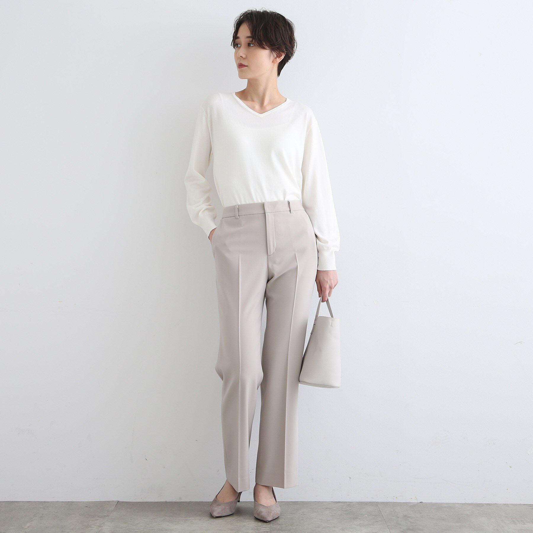 INDIVI「【洗える/日本製】ストレッチタックテーパードパンツ」|その他|