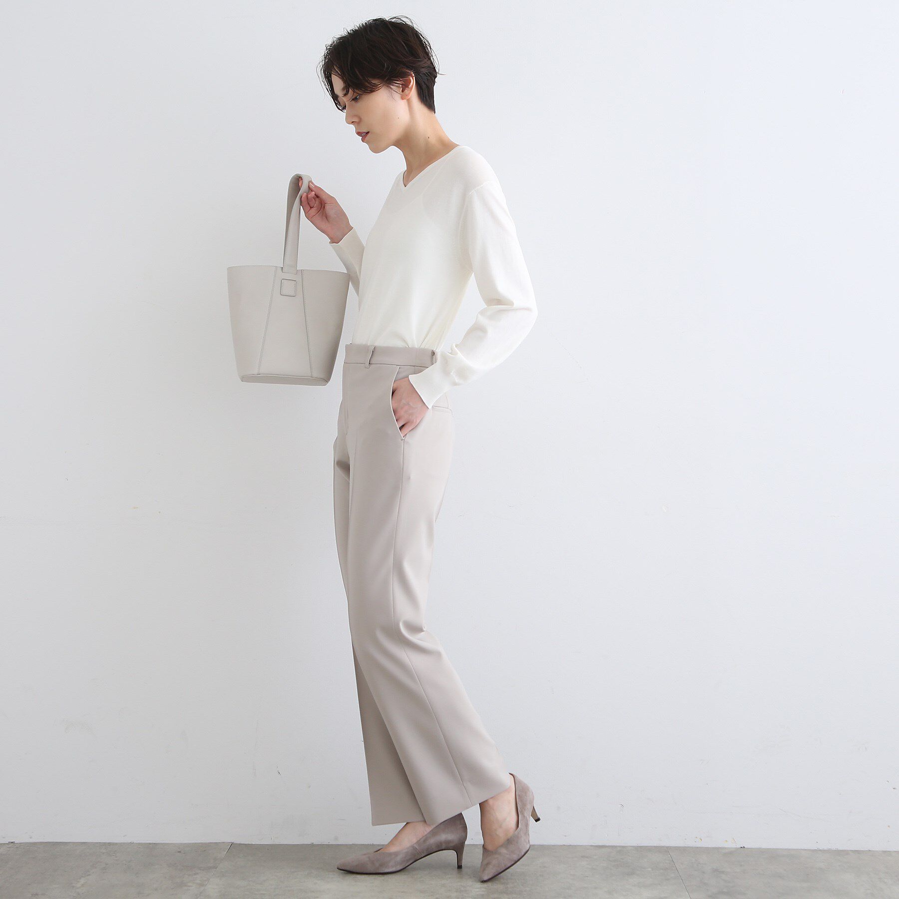 INDIVI「【洗える/日本製】ストレッチタックテーパードパンツ」|その他|