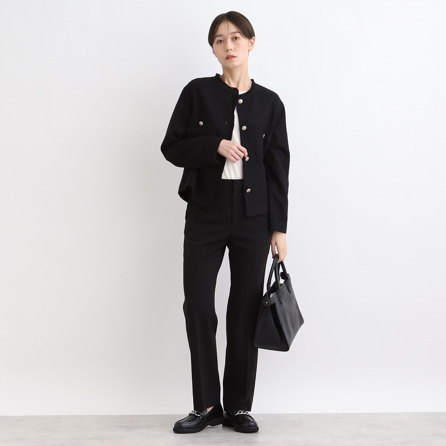 INDIVI「【洗える/日本製】ストレッチタックテーパードパンツ」|その他|