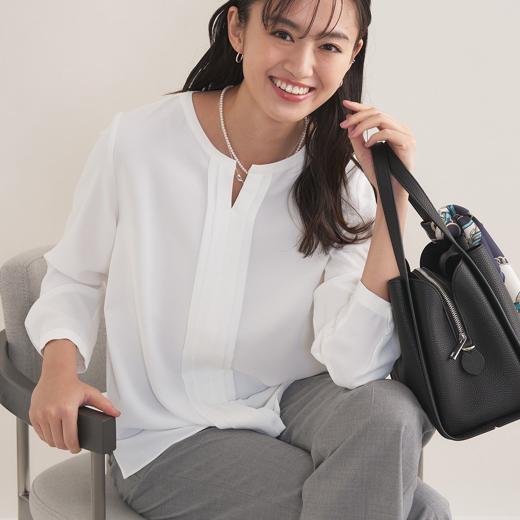 INDIVI「【セレモニー／洗える／透けにくい】ジオメ柄プリントブラウス」|シャツ・ブラウス|