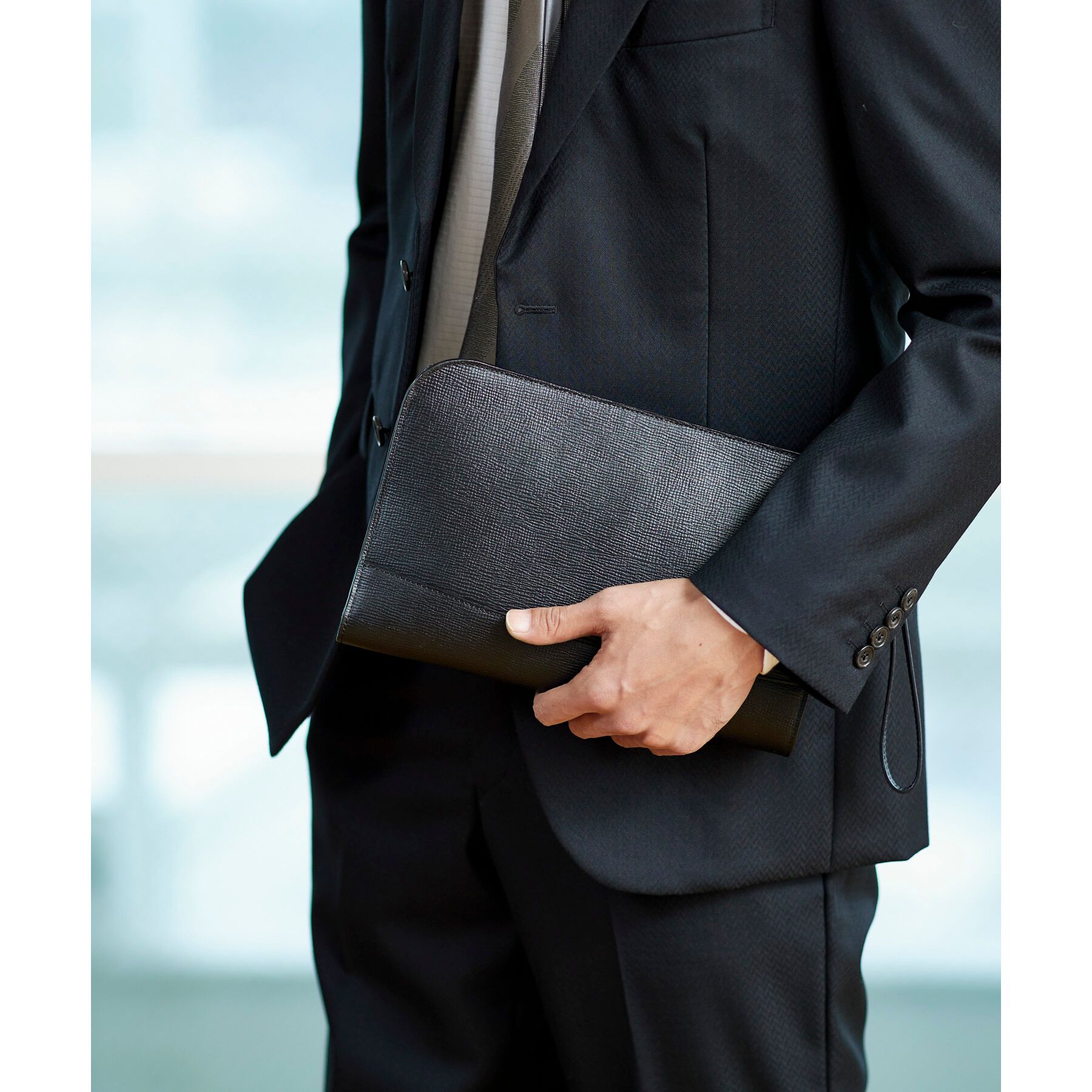 TAKEO KIKUCHI「【冠婚葬祭】ブラックレザー クラッチバッグ」|クラッチバッグ|