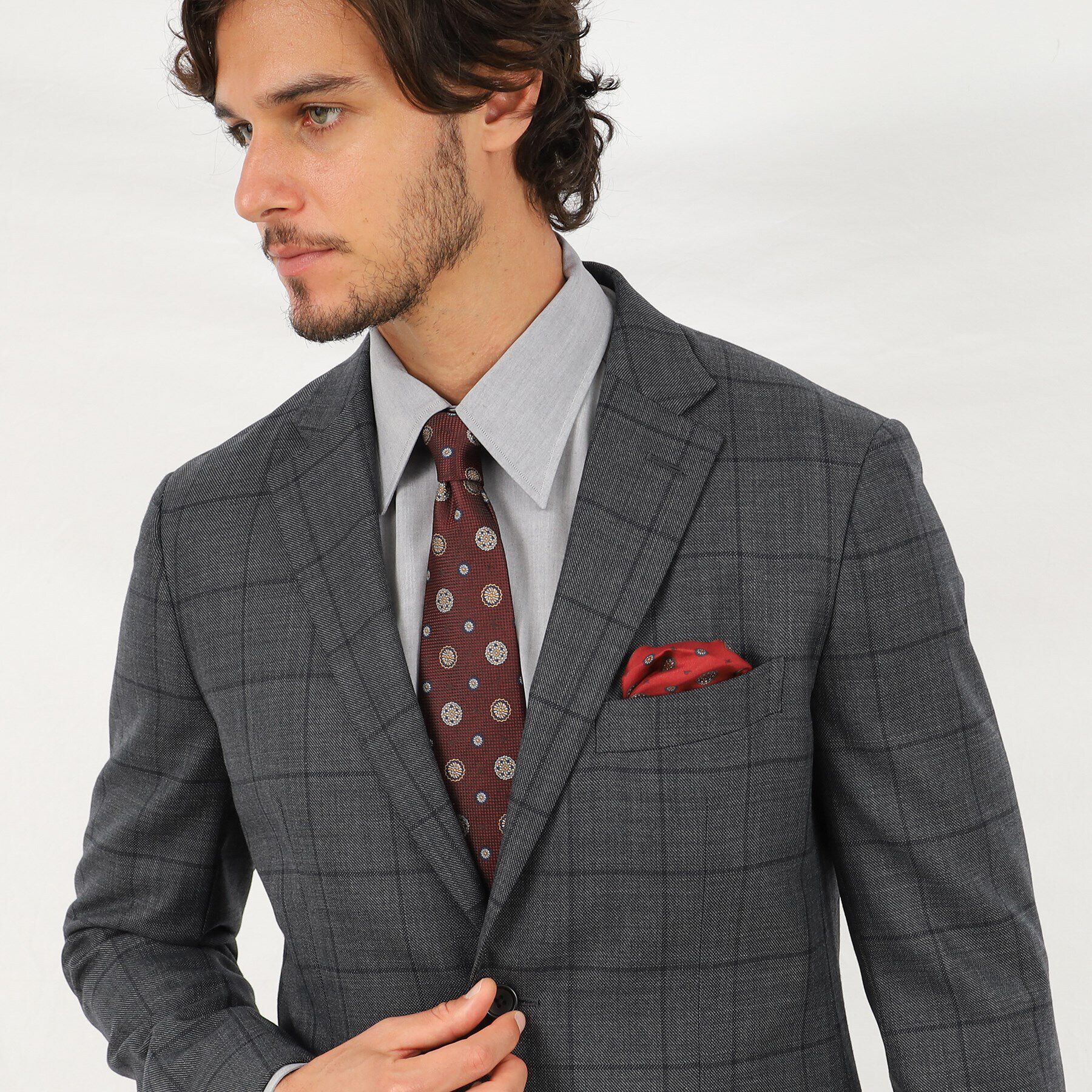 TAKEO KIKUCHI「シャイニー ウインドウペン ジャケット」|テーラードジャケット|