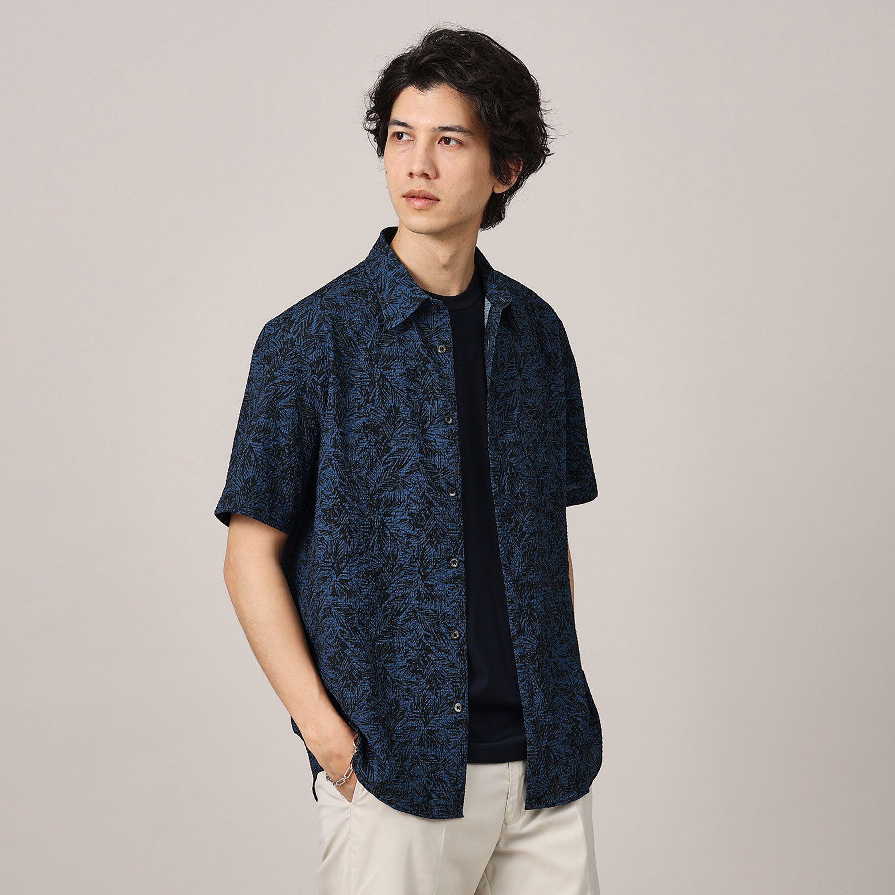 TAKEO KIKUCHI「【無地・チェック・ボタニカル柄】リップル シャツ」|シャツ・ブラウス|