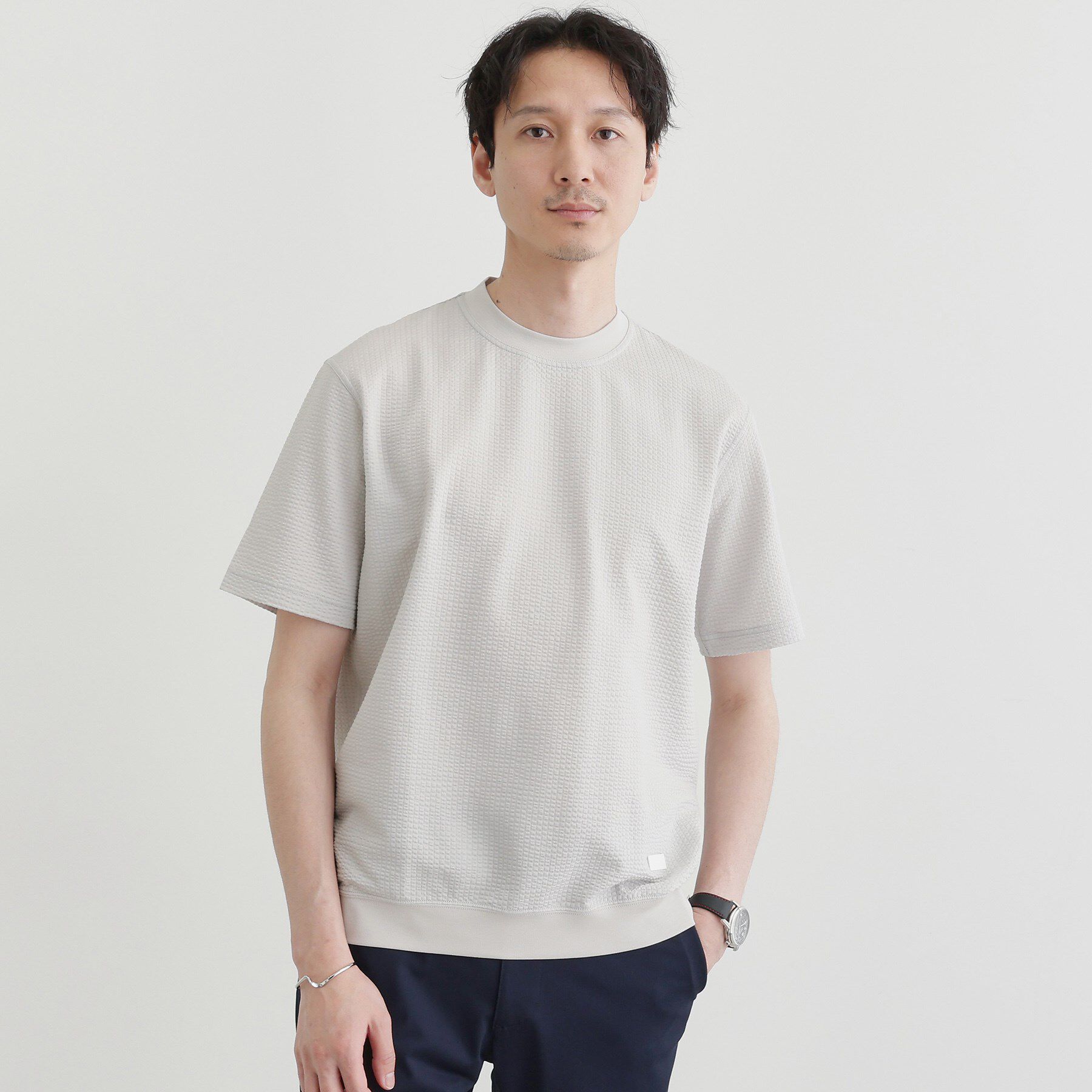 TAKEO KIKUCHI「【抗菌防臭】サッカージャージプルオーバー」|Tシャツ・カットソー|グレー(012)