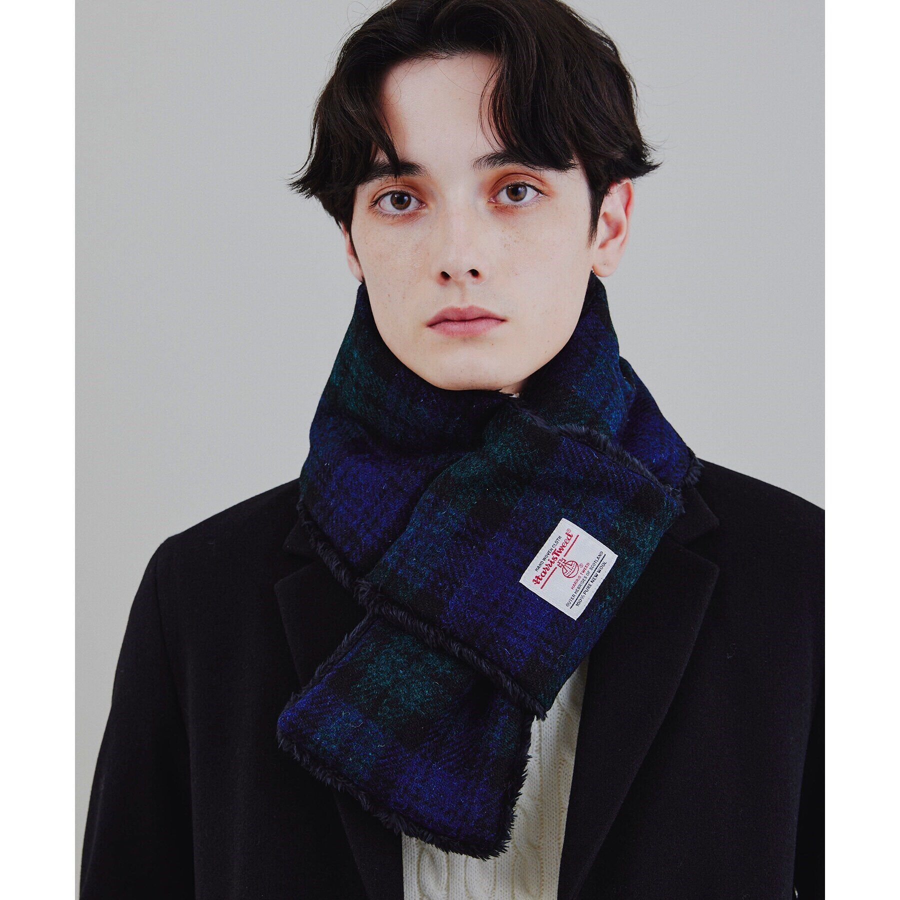tk.TAKEO KIKUCHI「ハリスツイード生地使用 差し込みマフラー ／ Harris Tweed」|ストール|ｵﾘｰﾌﾞｸﾞﾘｰﾝ(226)