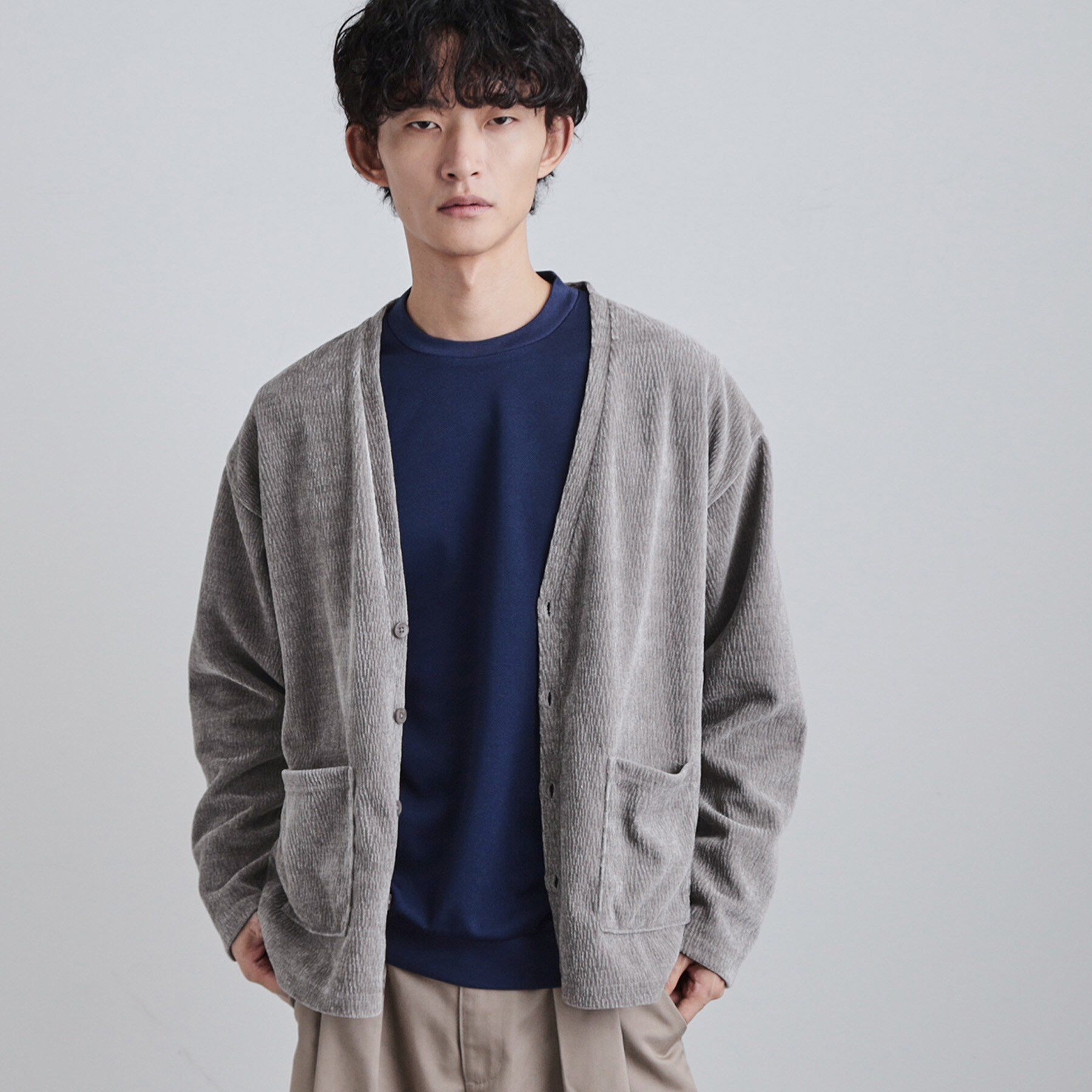 tk.TAKEO KIKUCHI「モールニットソーVカーディガン」|カーディガン|ライトグレー(011