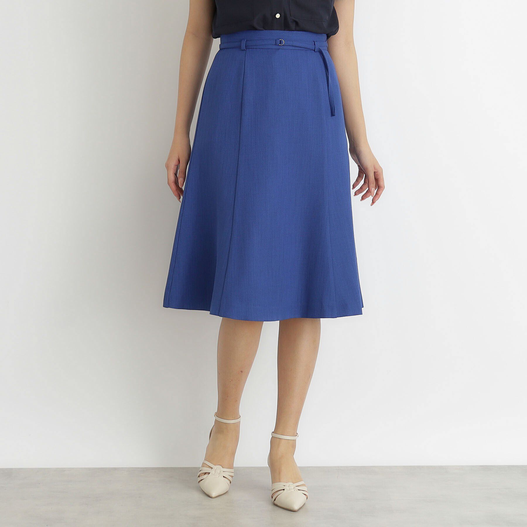 index「ストレッチベルテッドマーメイドスカート【防シワ/洗濯機洗い可】」|スカート|ブルー(093)