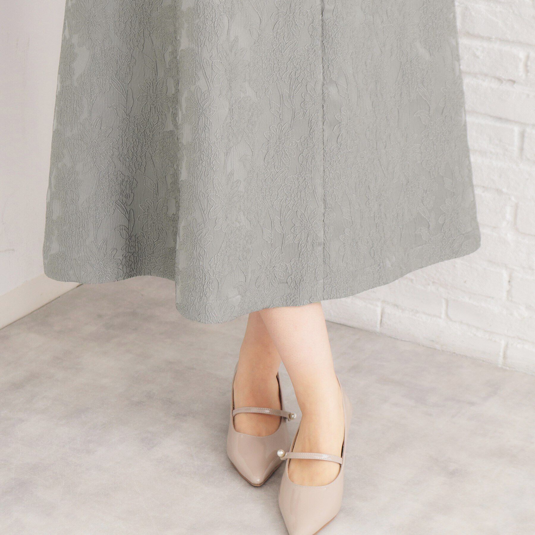 index「ハイネックジャカードフレアワンピース【洗濯機洗い可】」|ワンピース|