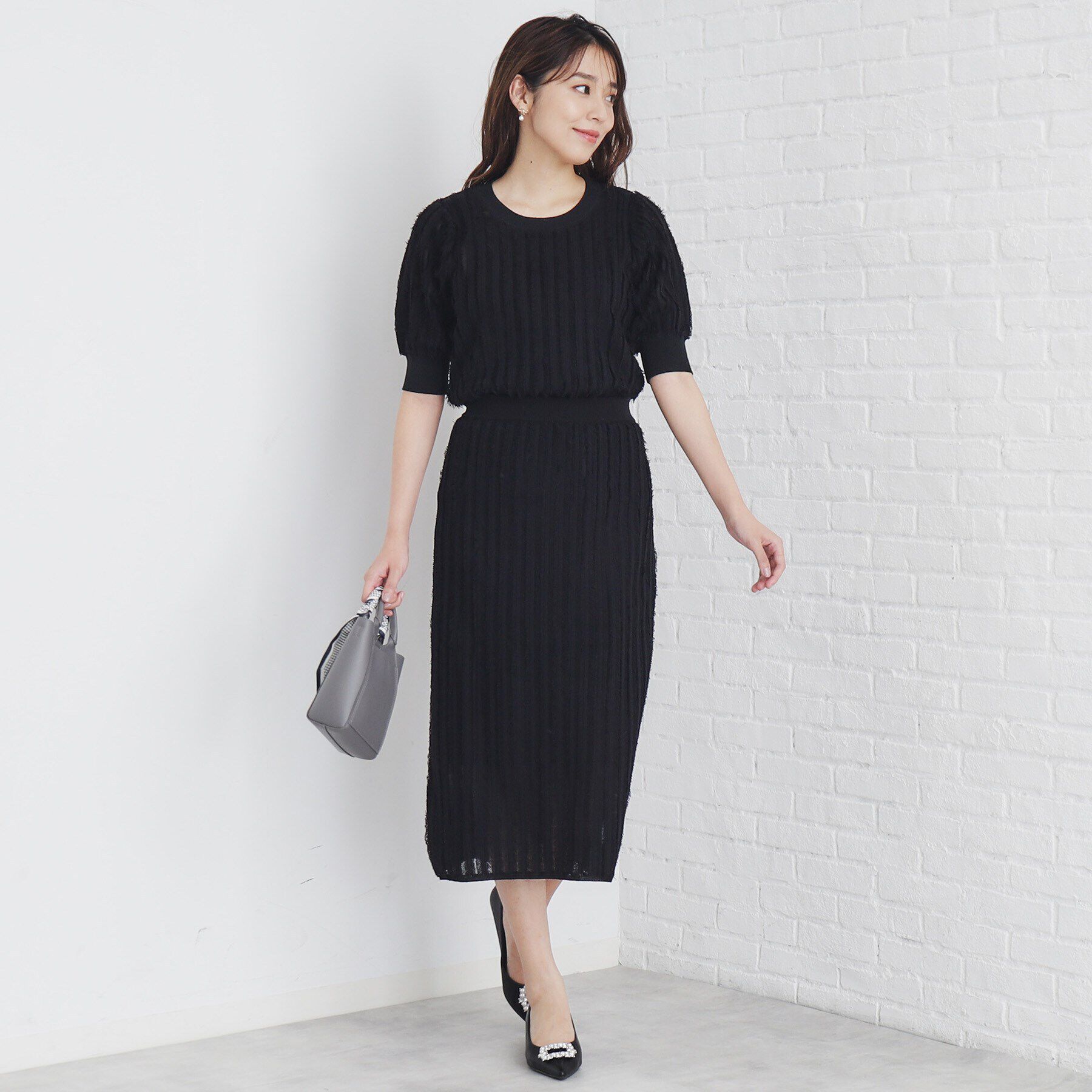 index「カットフリンジニットタイトスカート/セットアップ対応【洗濯機洗い可】」|スカート|