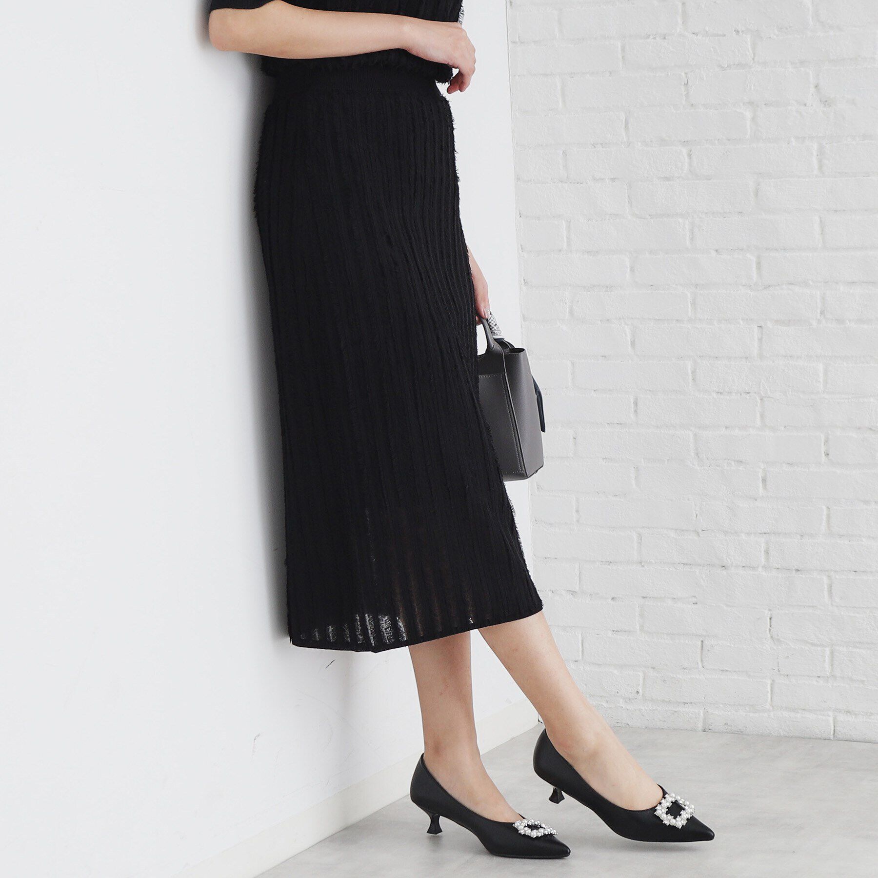 index「カットフリンジニットタイトスカート/セットアップ対応【洗濯機洗い可】」|スカート|