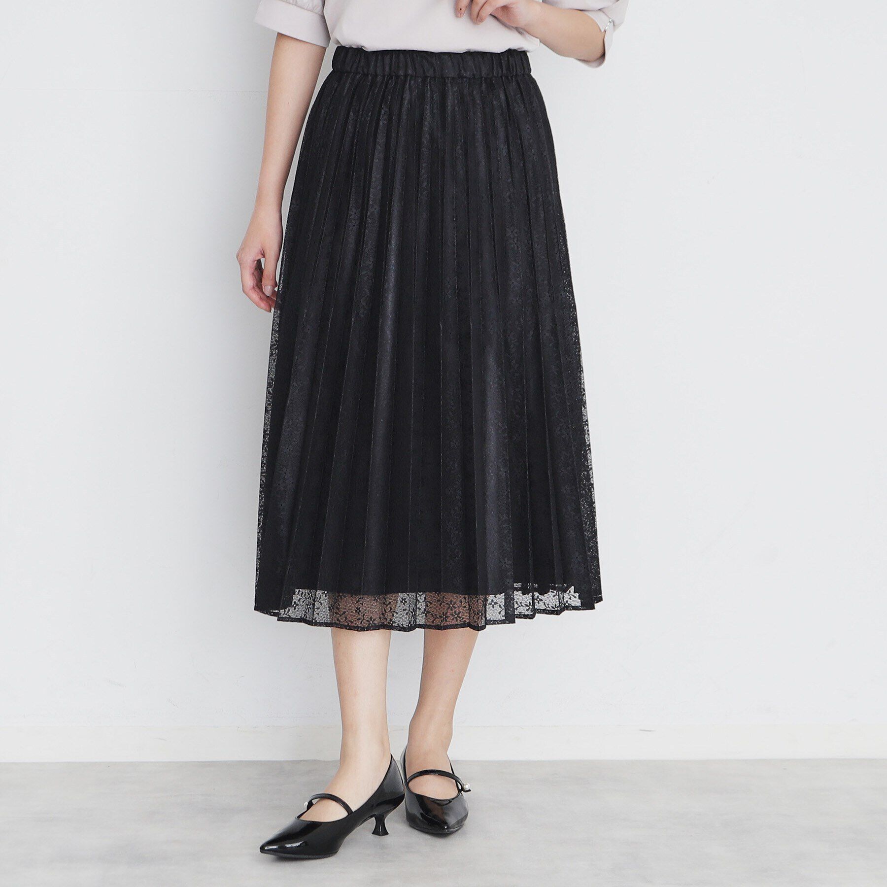 index「ミニフラワーレースプリーツスカート【洗濯機洗い可】」|スカート|