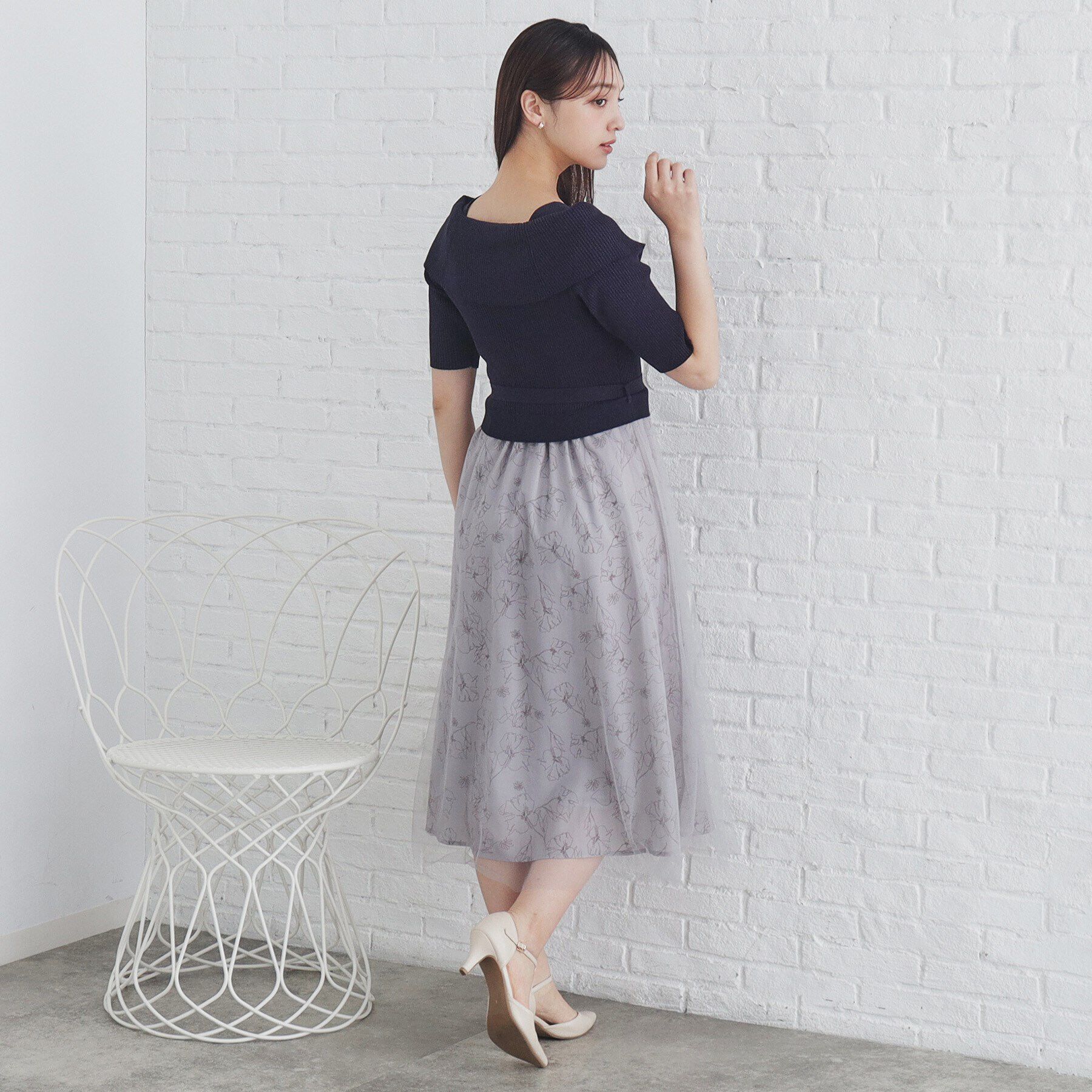 index「《S-LLsize》フラワーチュールドッキングワンピース【洗濯機洗い可/抗ピル】」|ワンピース|