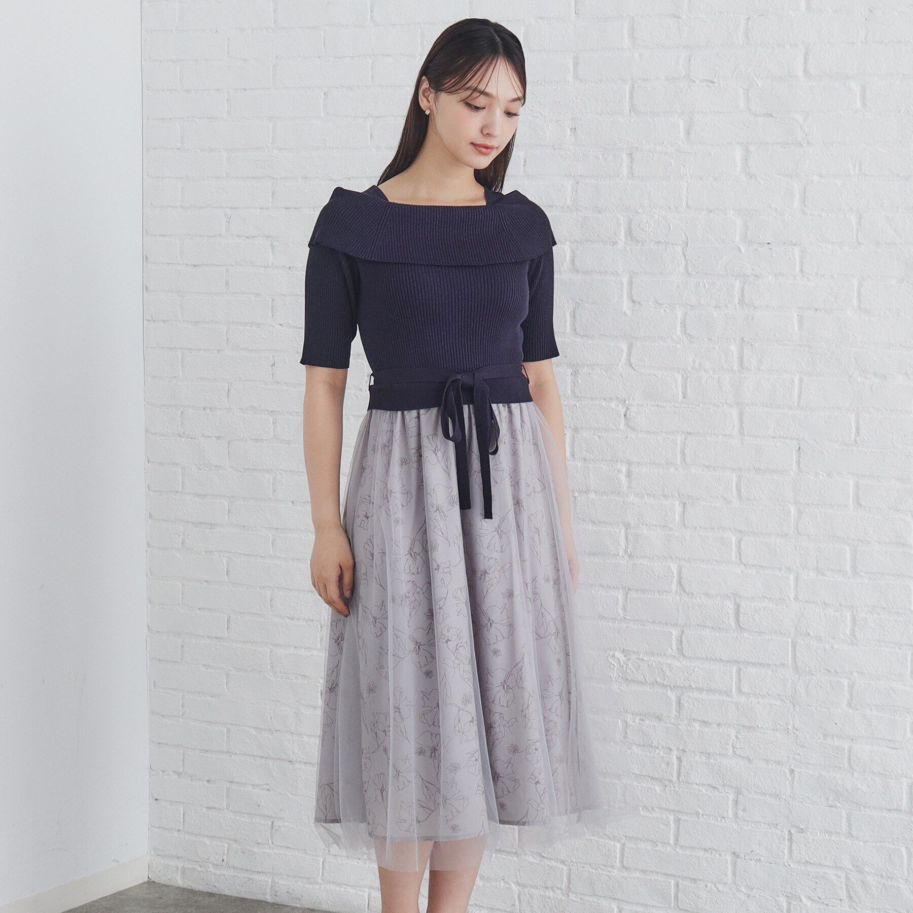 index「《S-LLsize》フラワーチュールドッキングワンピース【洗濯機洗い可/抗ピル】」|ワンピース|