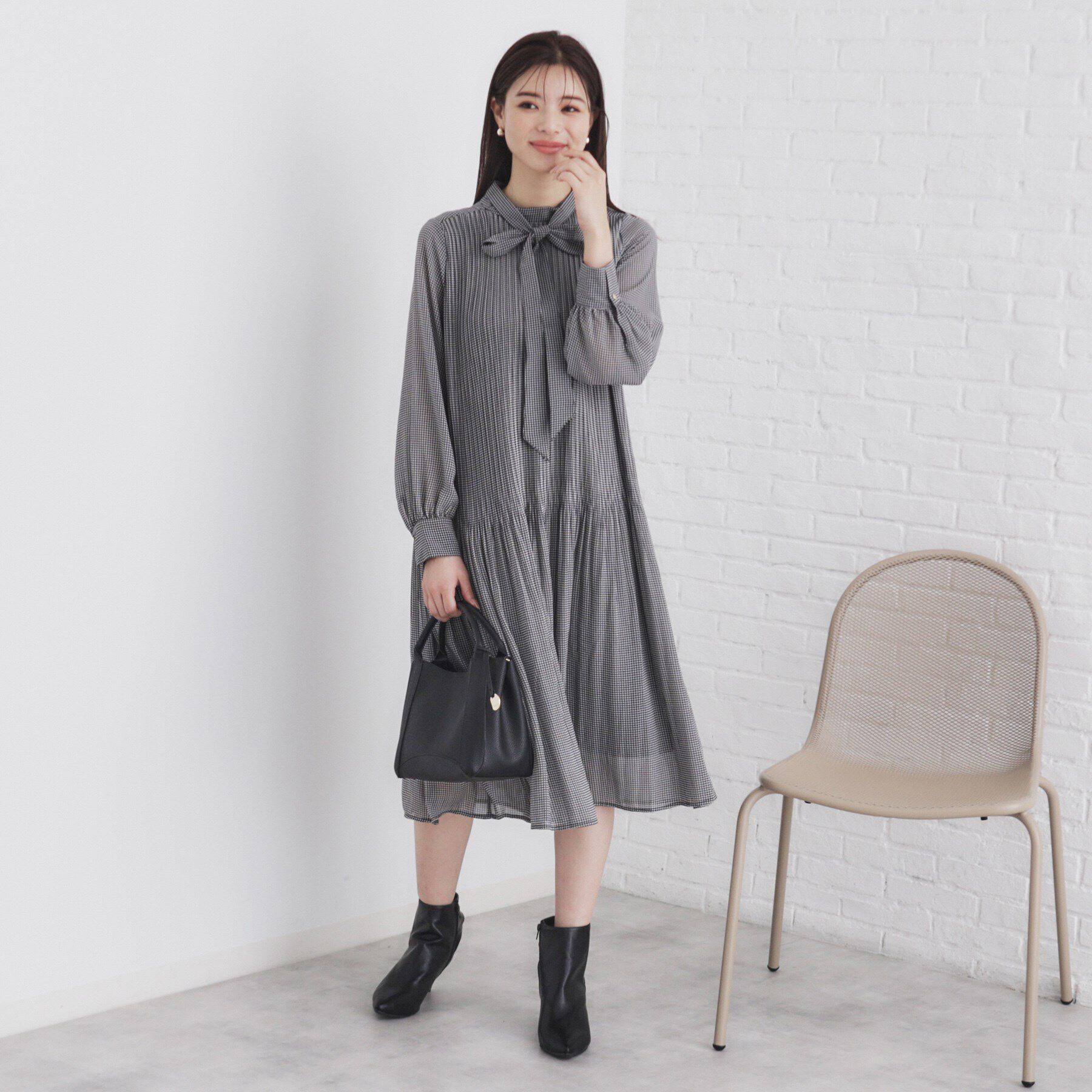 index「2WAYリボン プリーツワンピース【洗濯機洗い可】」|ワンピース|