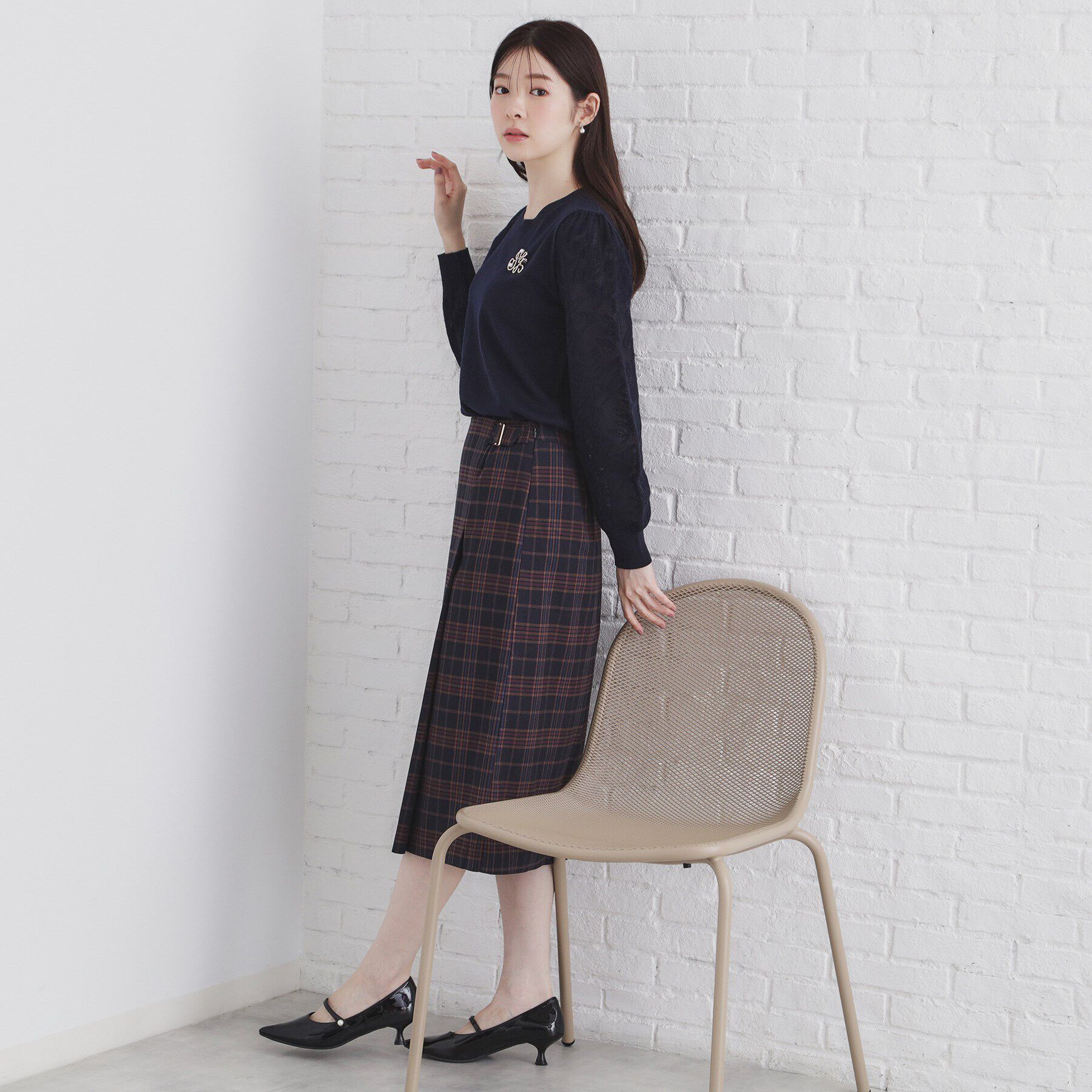 index「ブローチ付き ジャカードスリーブニット【洗濯機洗い可】」|ニット・セーター|