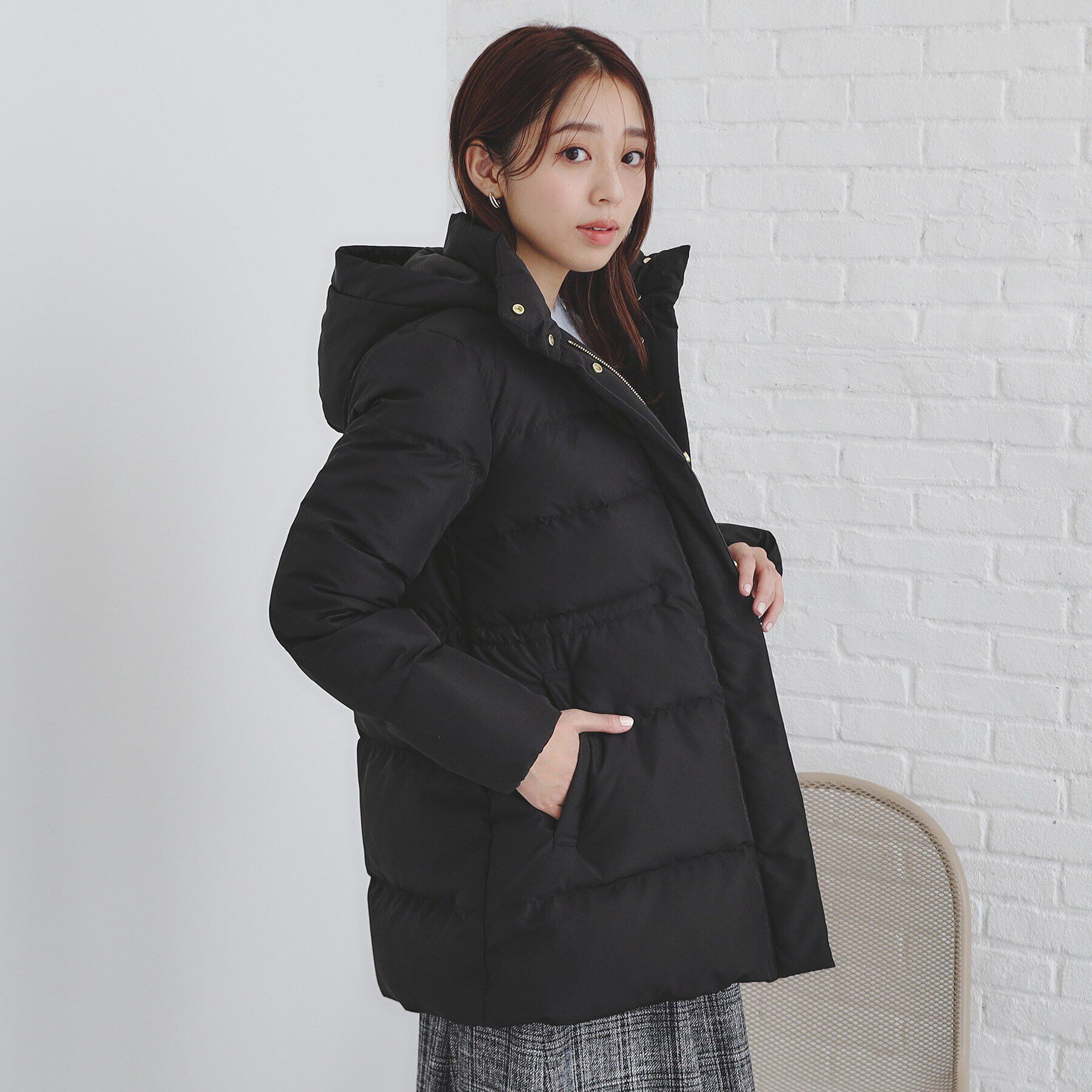 index「《XS-LLsize》河田ダウン ドロストミドルコート【洗濯機洗い可/撥水/静電気防止裏地】」|ダウン|ブラック(019)