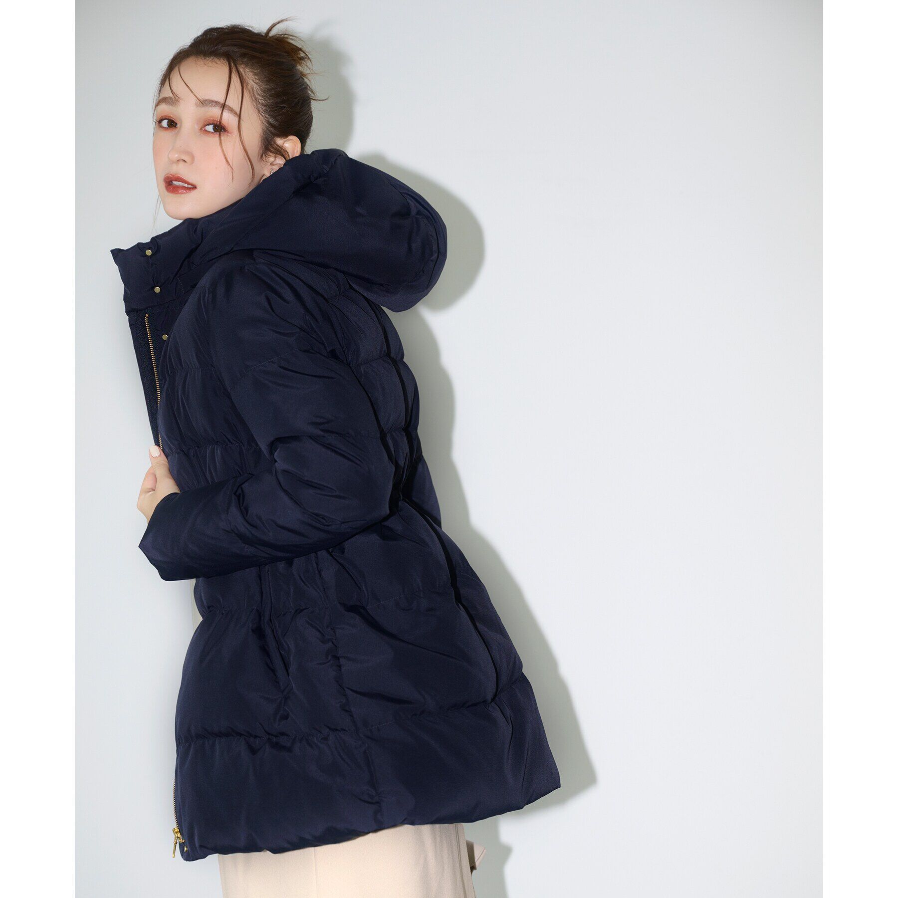 index「《XS-LLsize》河田ダウン ドロストミドルコート【洗濯機洗い可/撥水/静電気防止裏地】」|ダウン|