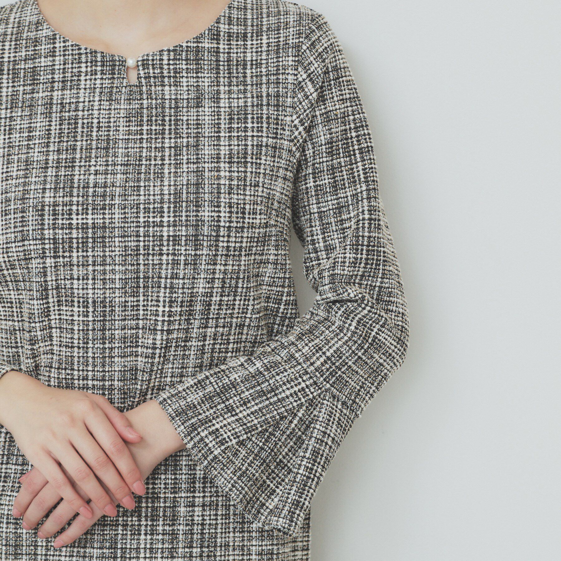 index「ストレッチラメツイードワンピース【洗濯機洗い可】」|ワンピース|