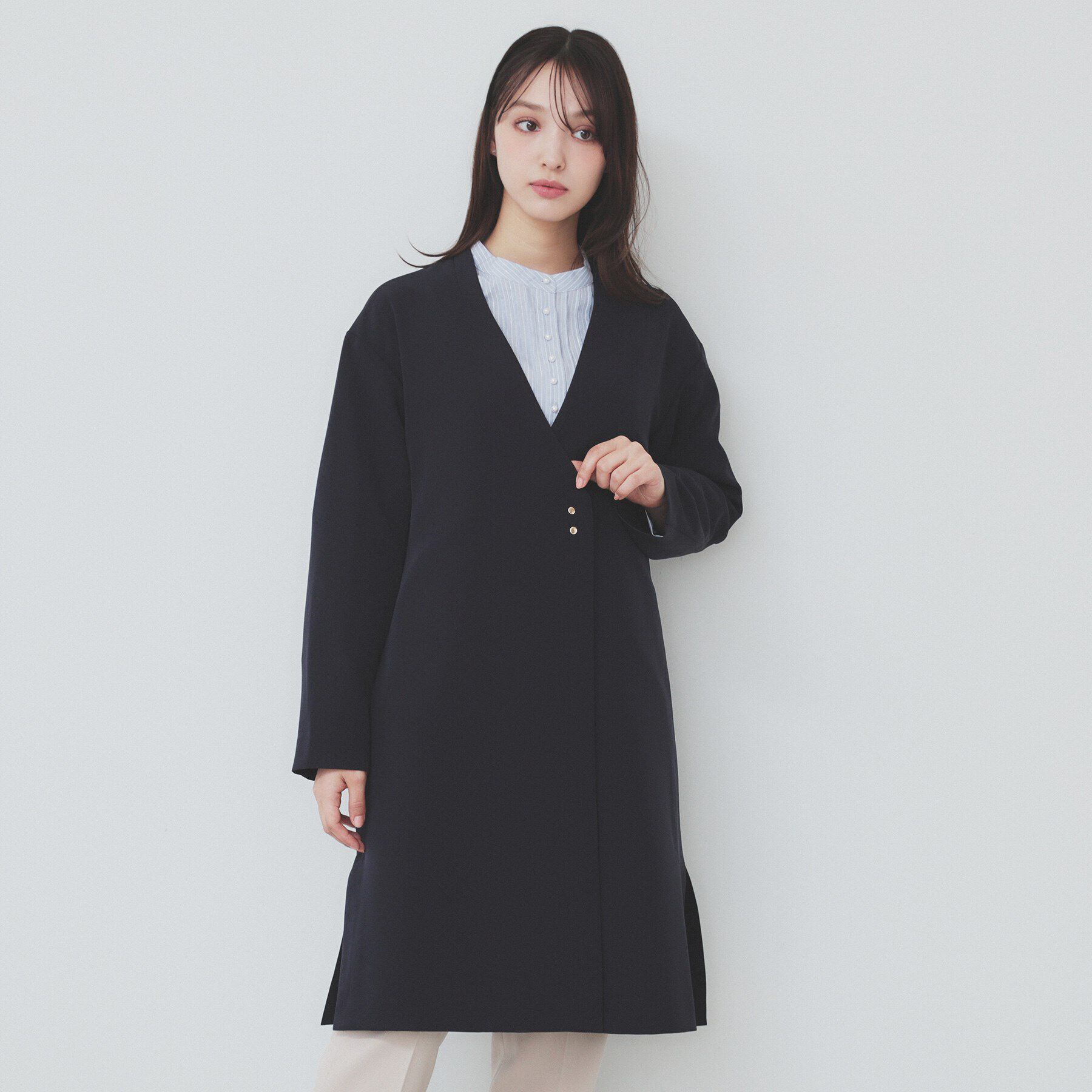 index「ストレッチノーカラーコート【洗濯機洗い可/イージーアイロン】」|ノーカラーコート|