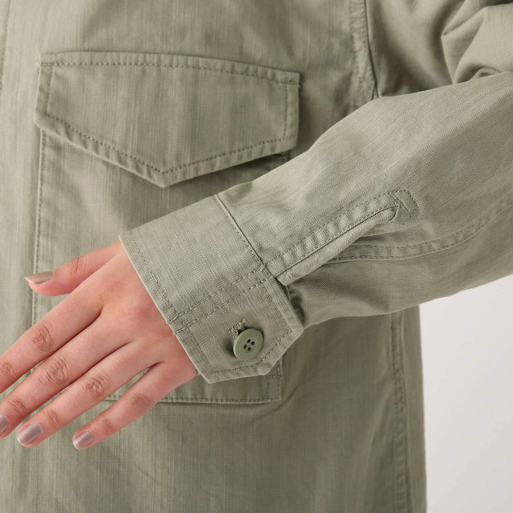 OPAQUE.CLIP「◆オーガニックコットンヘリンボーン ミリタリーシャツジャケット」|ミリタリージャケット|