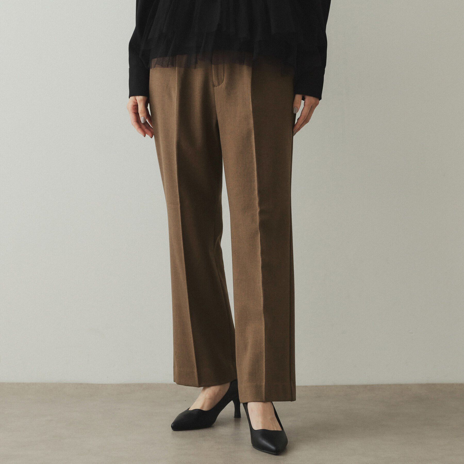 OPAQUE.CLIP「《S-LLsize》裏起毛ストレッチフレアパンツ【吸湿発熱/洗濯機洗い可】」|その他|ブラウン(043)