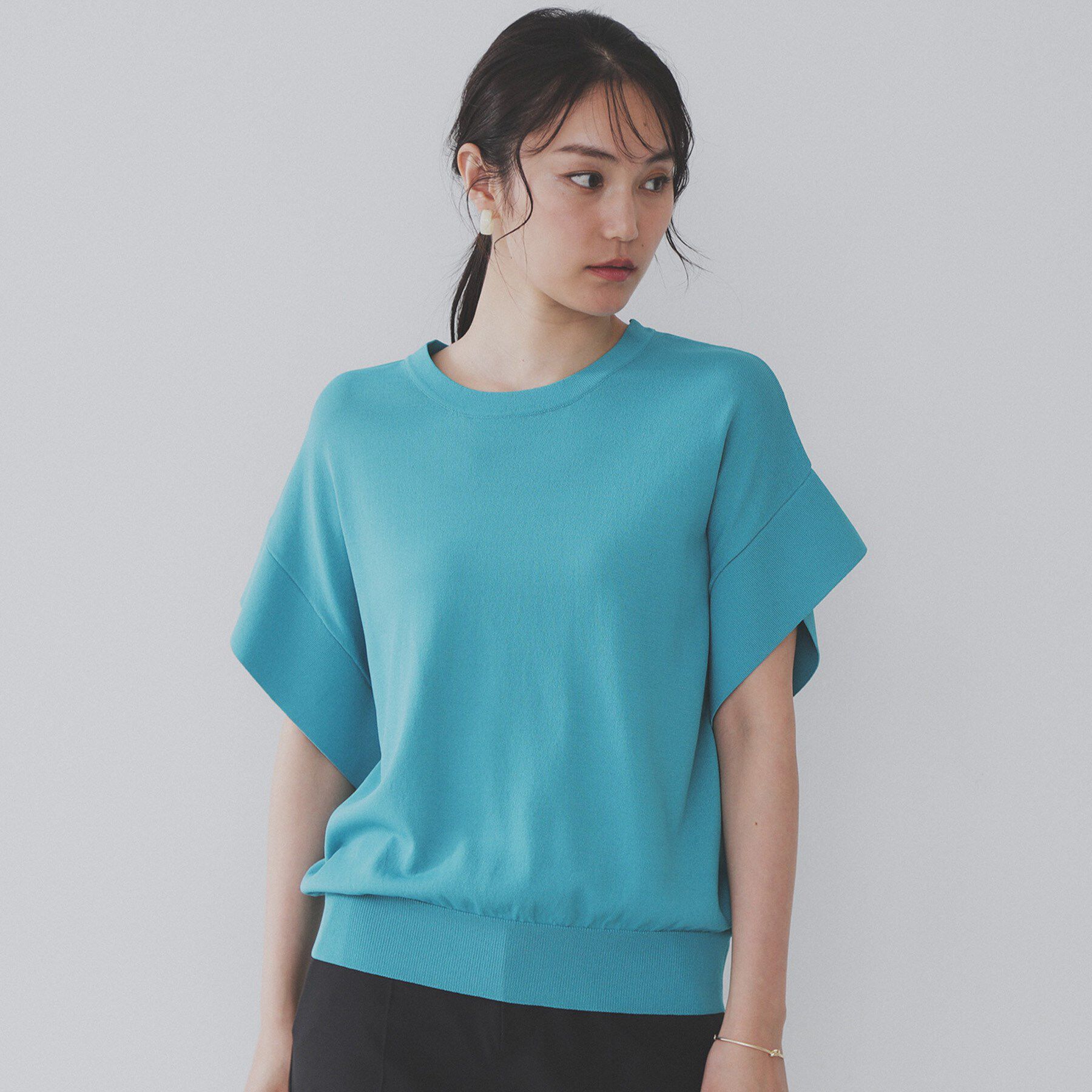 OPAQUE.CLIP「フリルスリーブニット【UVケア/接触冷感/洗濯機洗い可/抗ピル】」|ニット・セーター|