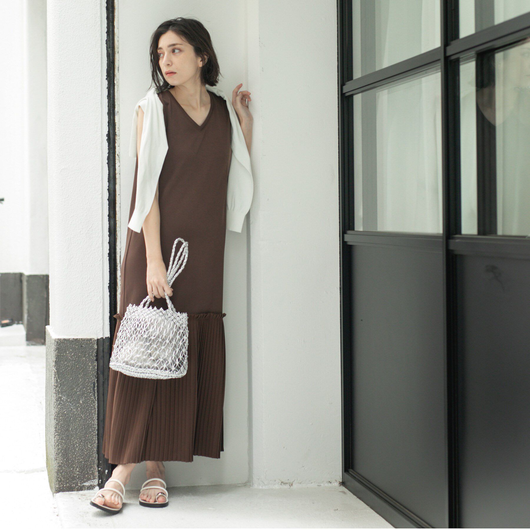 OPAQUE.CLIP「プリーツ切替ノースリーブワンピース【洗濯機洗い可】」|ワンピース|