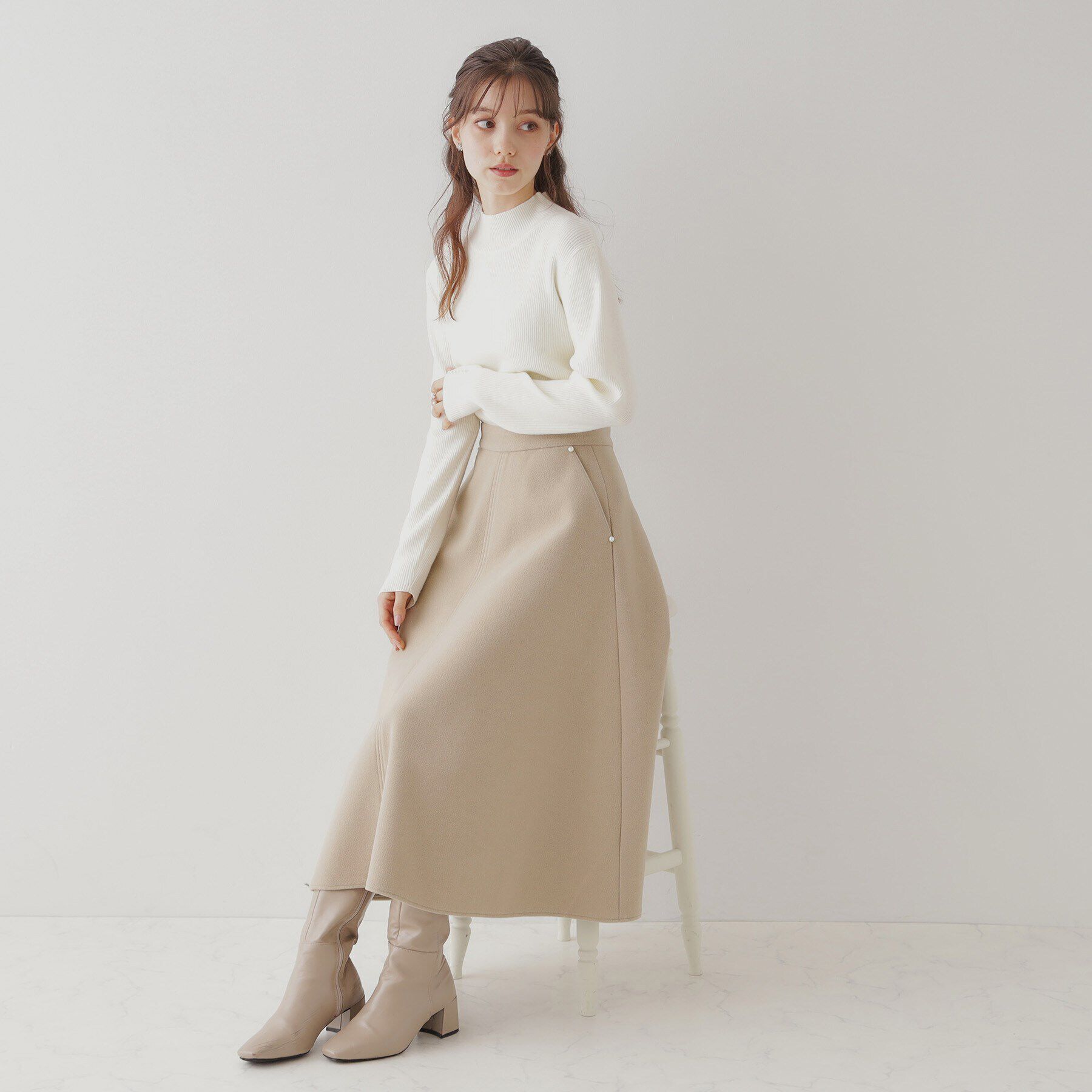 Couture broach「フェイクウールニットスカート」|スカート|